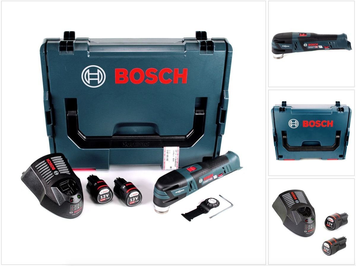 Bosch Professional Akku-Multifunktionswerkzeug »Bosch GOP 12V-28  Professional Akku Multi Cutter 12 V Brushless + 2x Akku 3,0 Ah + Ladegerät  + Tauchsägeblatt + L-Boxx«