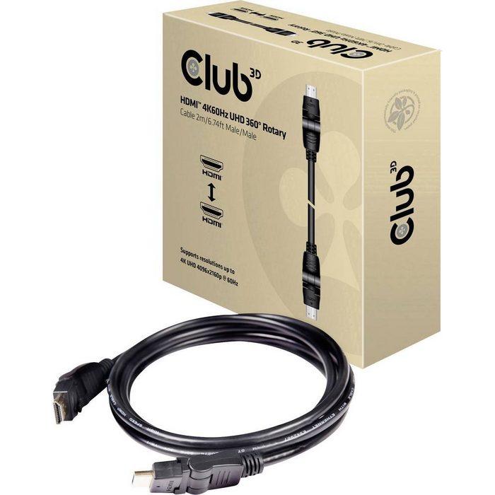 CLUB3D club3D HDMI Anschlusskabel HDMI-A Stecker HDMI-A Stecker 2.00 m Schwa HDMI-Kabel (2.00 cm)