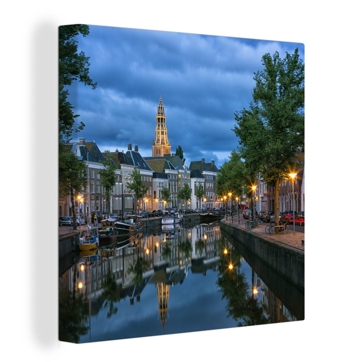 OneMillionCanvasses® Leinwandbild Groningen - Grachtenpand, Bilder für (1 St), Schlafzimmer Leinwand Wohnzimmer