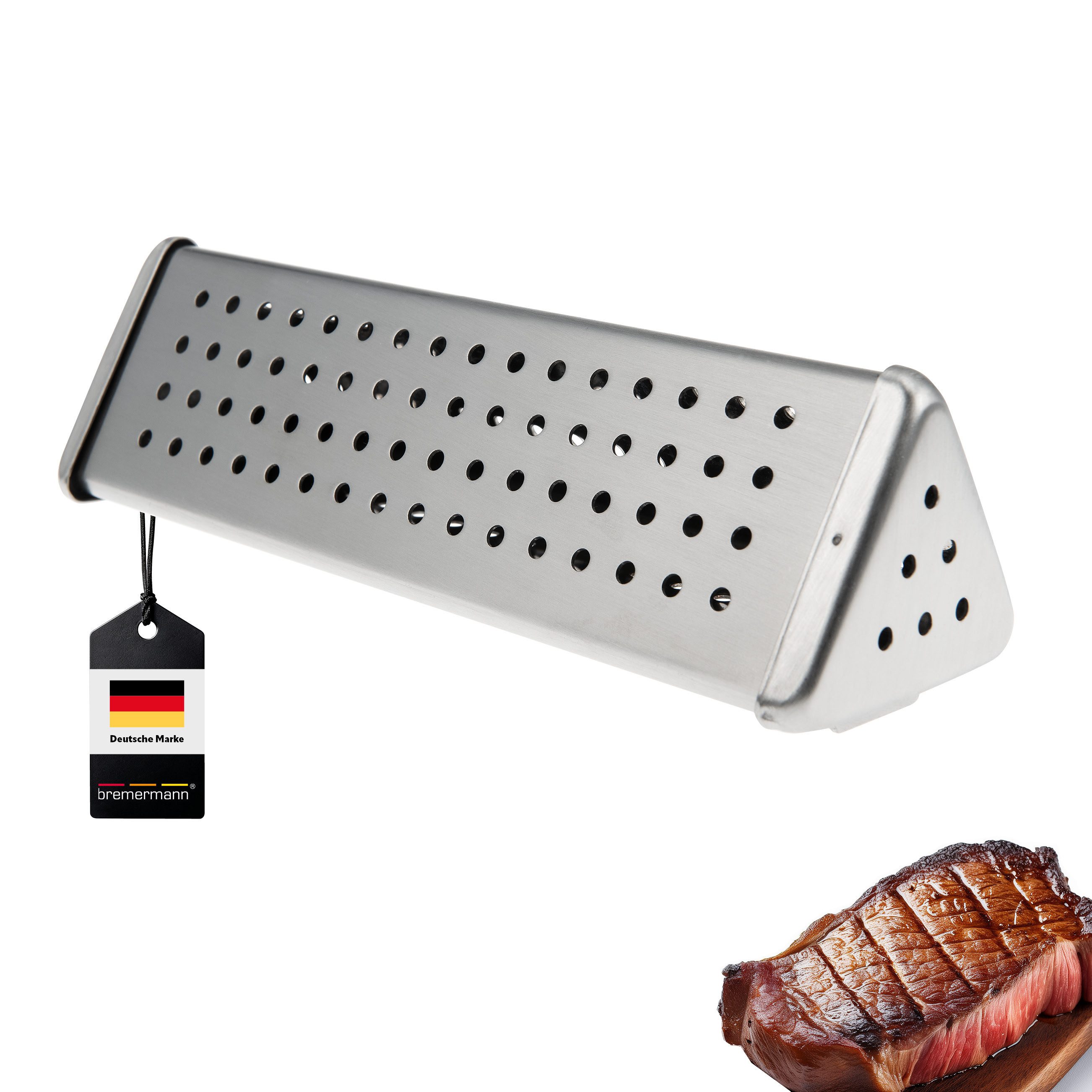 Grillguthalter Räucherbox // Edelstahl, ca. 6 x 21 cm // Smokerbox BBQ