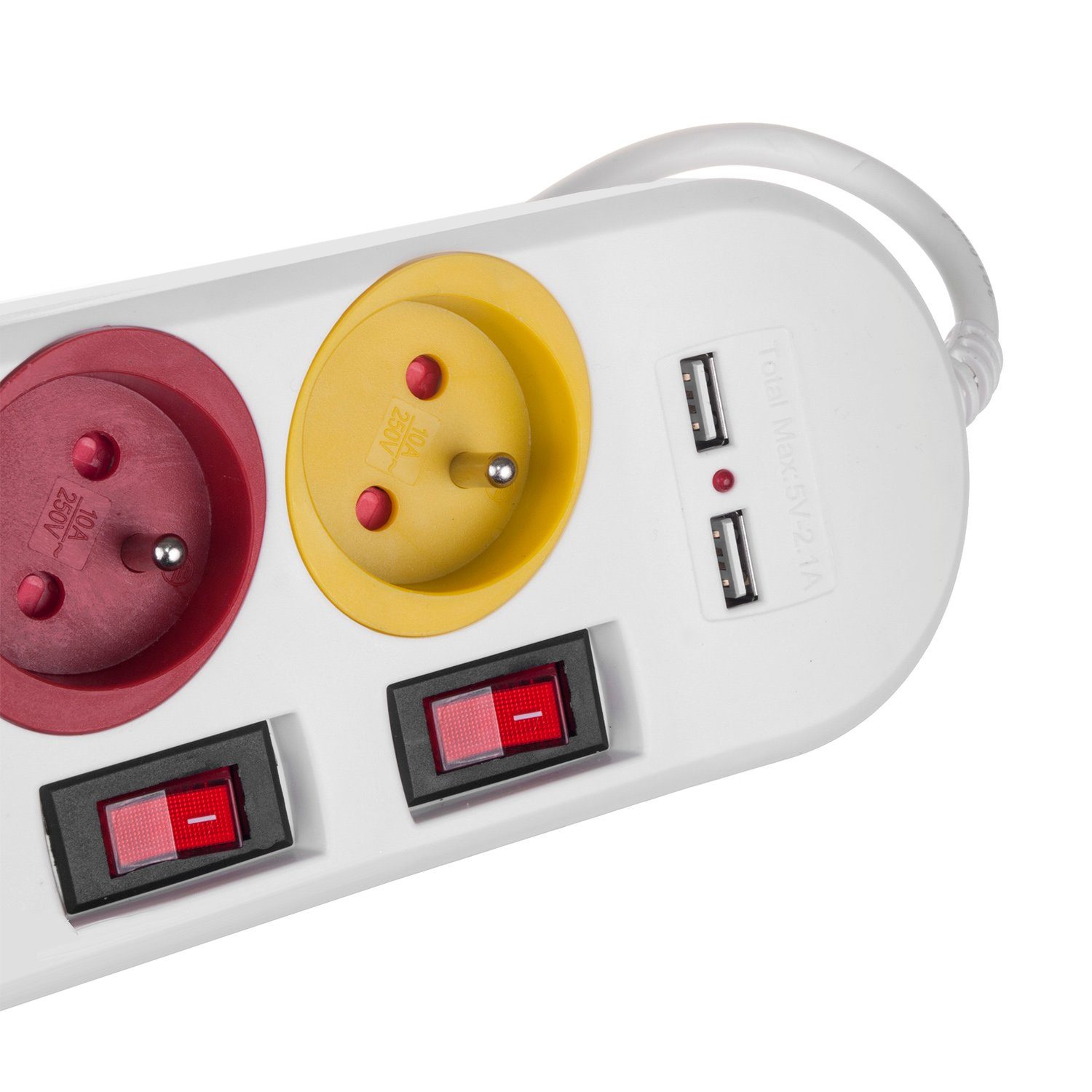 Maclean MCE229 Steckdosenleiste 4-fach (Ein- / Ausschalter, USB-Anschlüsse, separate Ein- / Ausschalter, Kindersicherung, Kabellänge 1.5 m), 4-Steckdosen-Verlän – Bild 5 von 5