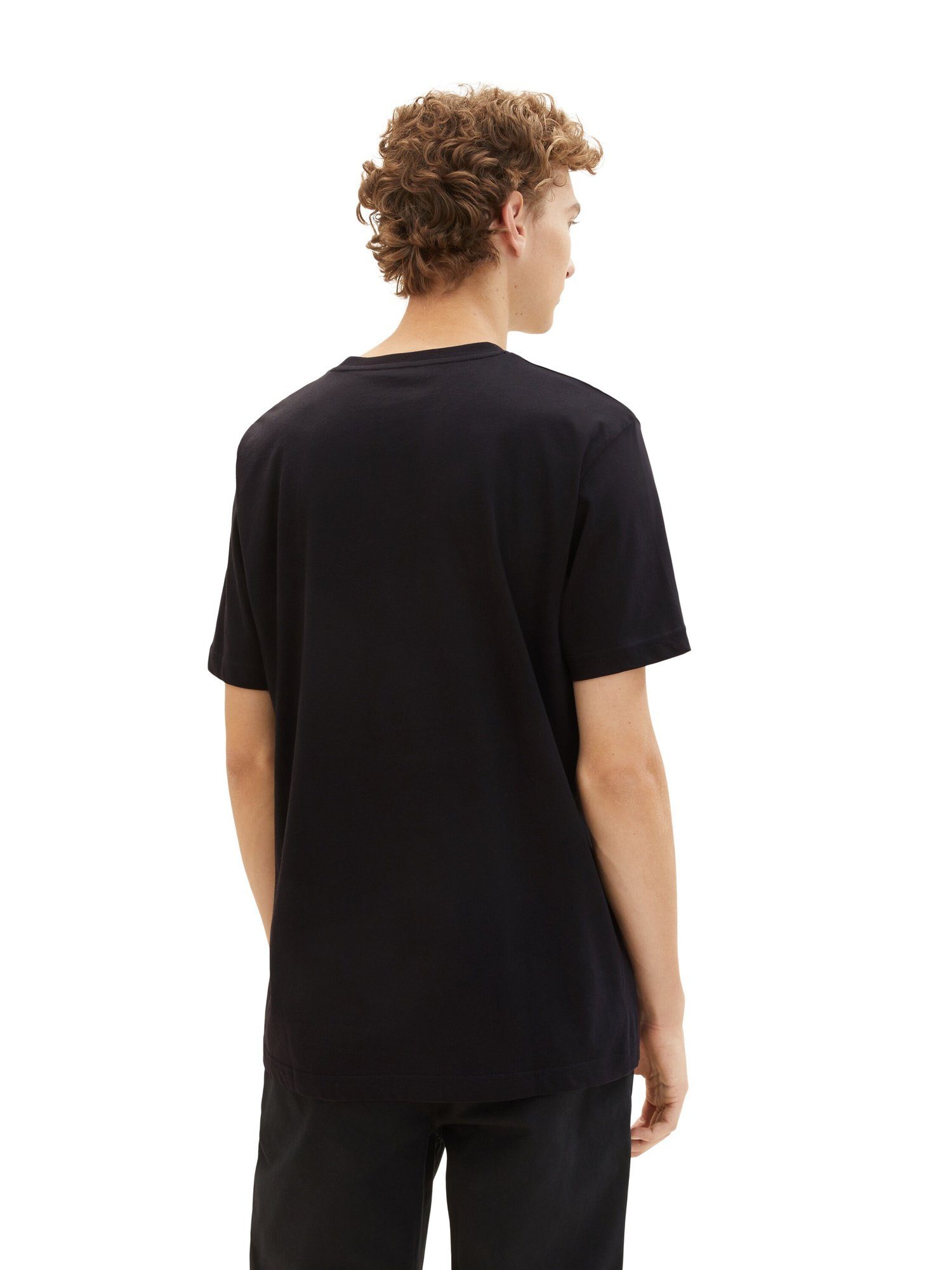 T-Shirt schwarz T-Shirt TAILOR (1-tlg) TOM Kurzarmshirt