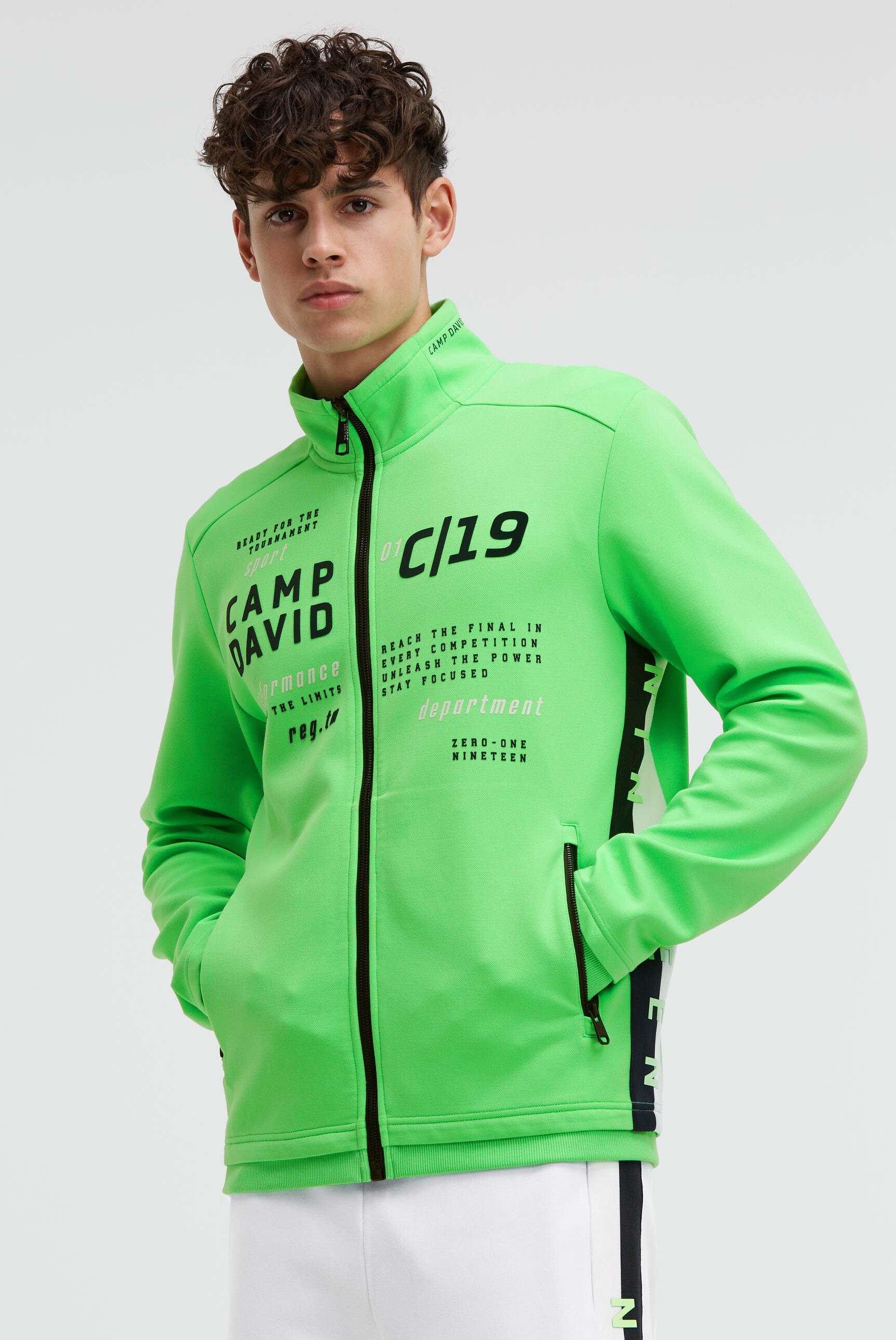 CAMP DAVID Sweatjacke mit Reißverschlusstaschen