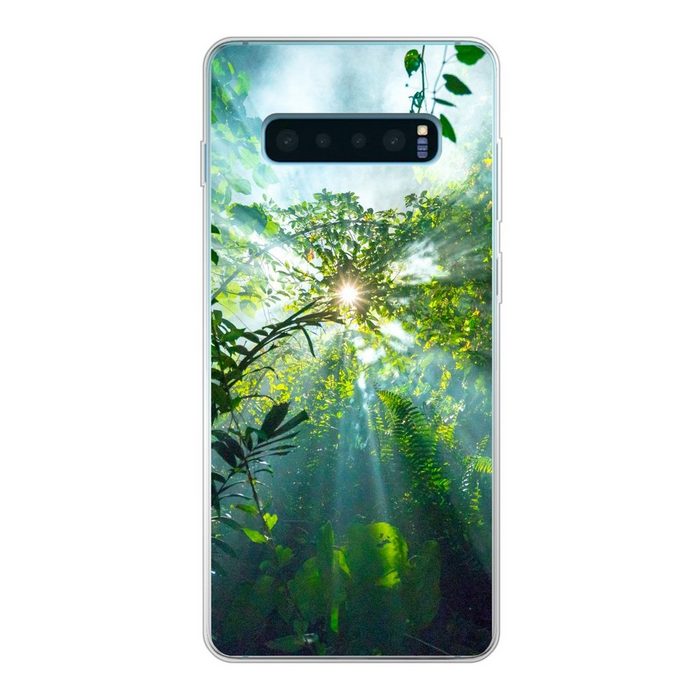 MuchoWow Handyhülle Die Sonne scheint durch die Wälder eines Regenwaldes in Malaysia Phone Case Handyhülle Samsung Galaxy S10+ Silikon Schutzhülle