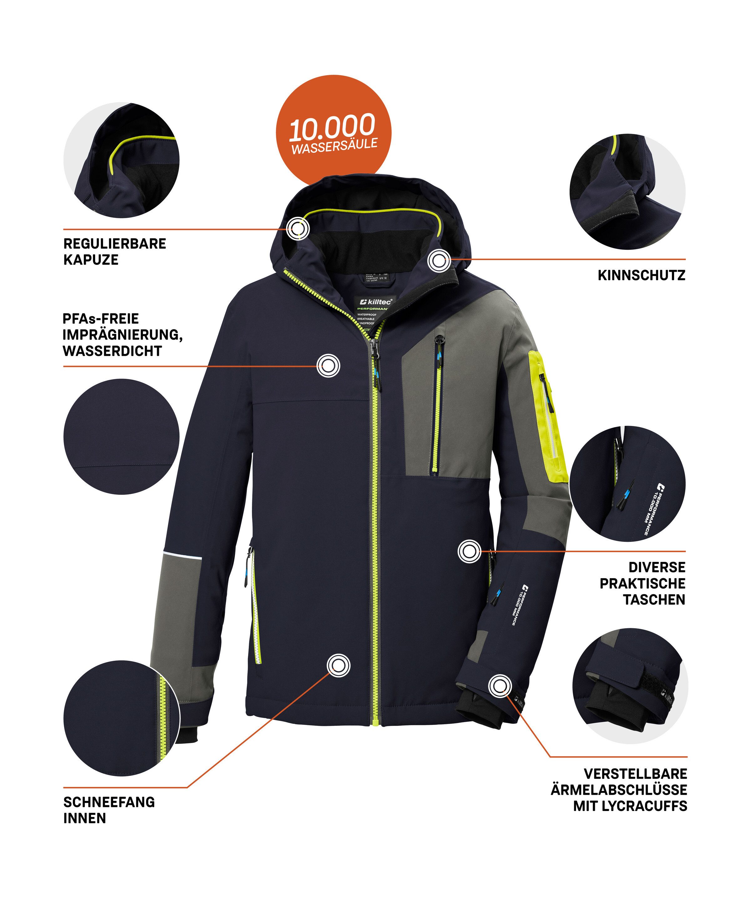 Killtec Jungen Skijacke Ksw 391 Bys - Wasserdicht (10.000 Mm), Atmungsaktiv, Mit Kapuze & Schneefang