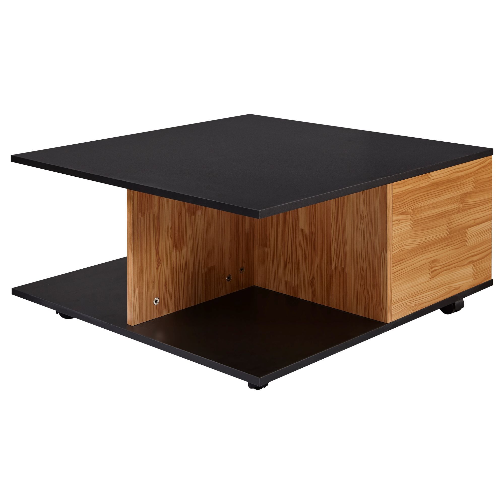 furnicato Couchtisch mit Schubladen 70x70x36,5 cm Anthrazit (1-St), Mobiler Wohnzimmertisch mit Rollen und zwei geräumigen Schubladen