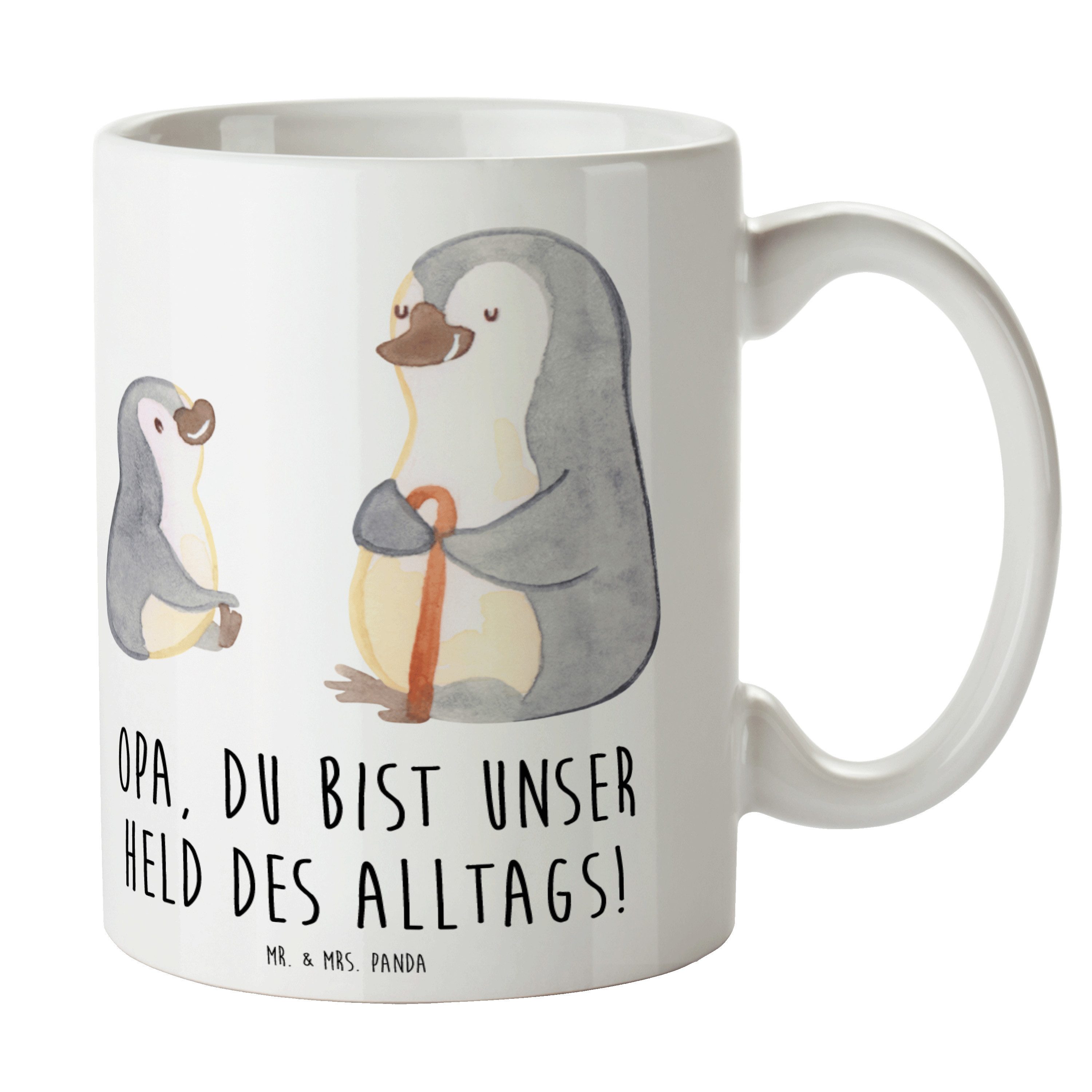 Mr. & Mrs. Panda Tasse Opa Held, Tasse, Weiß, unverzichtbar, Kaffeebecher, Tasse, mit Spruch, 1-tlg., Keramik