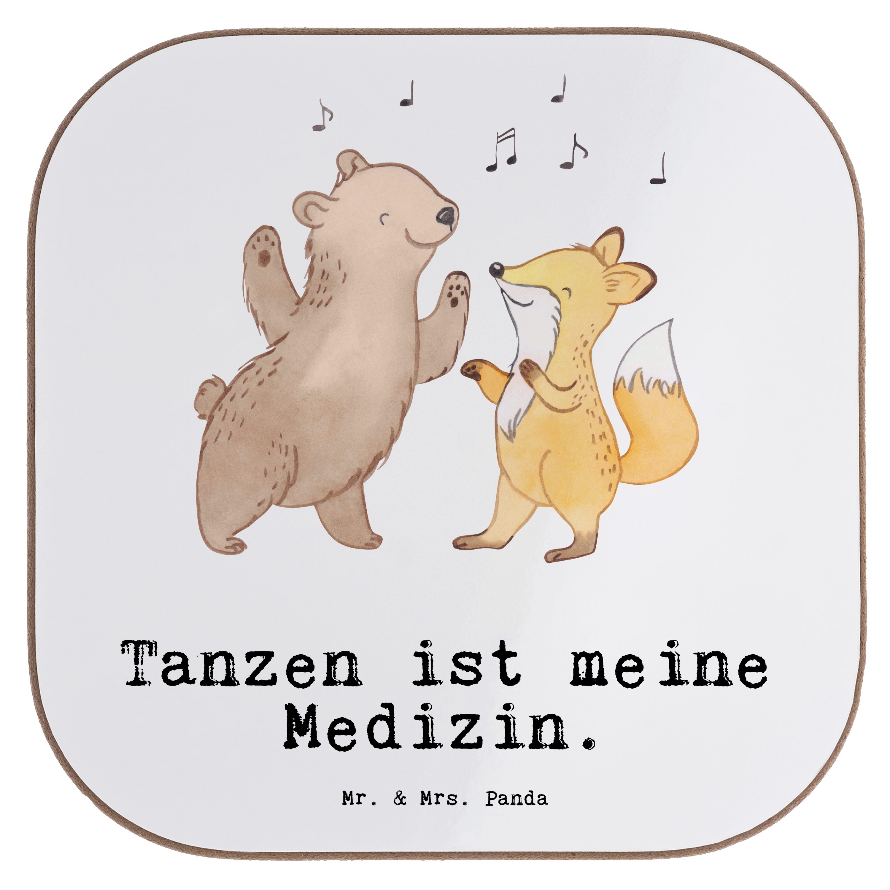 Mr. & Mrs. Panda Getränkeuntersetzer Hase Tanzen Medizin - Weiß - Geschenk, Tanzkurs, Schenken, Getränkeun, 1-tlg.