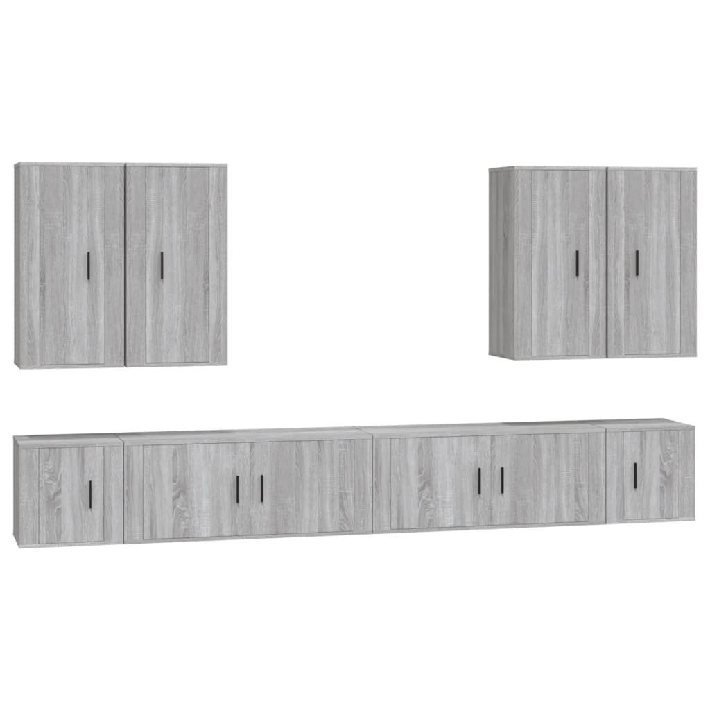 Grau TV-Schrank-Set Sonoma Holzwerkstoff TV-Schrank furnicato 8-tlg.