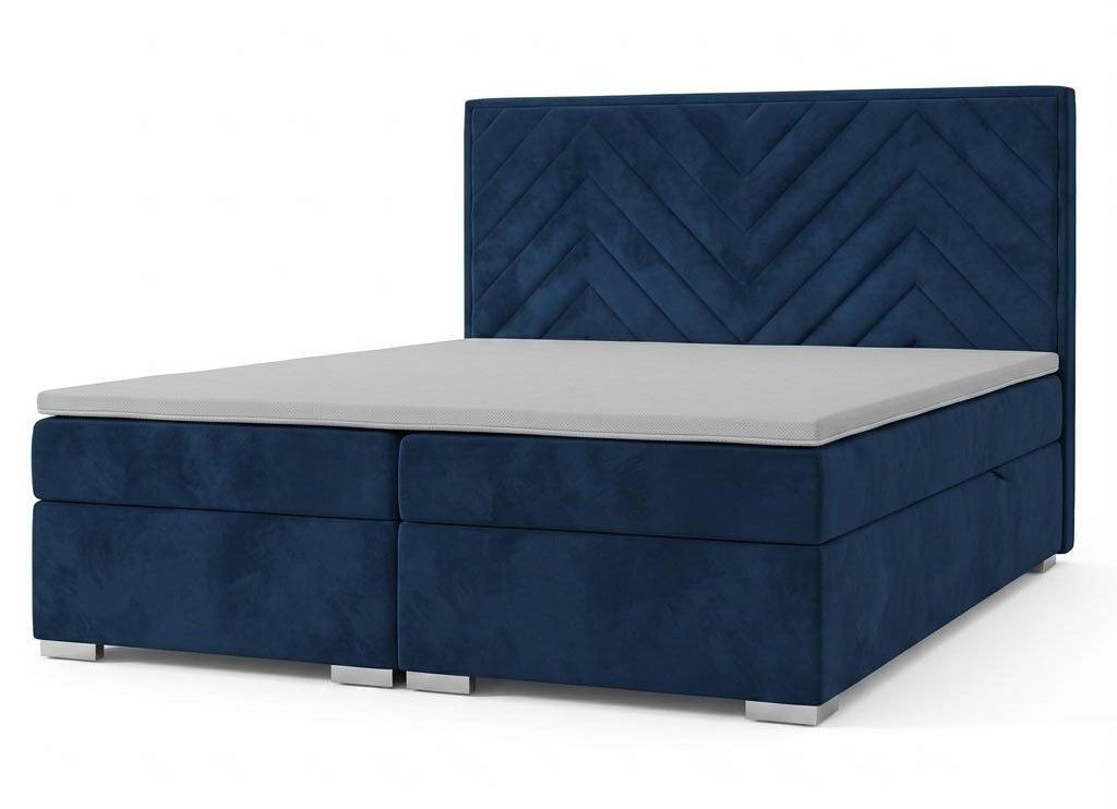 Xlmoebel Polsterbett Blaues Polsterbett mit Stauraum und Toppers, 200 x 200 cm, Made in Europa