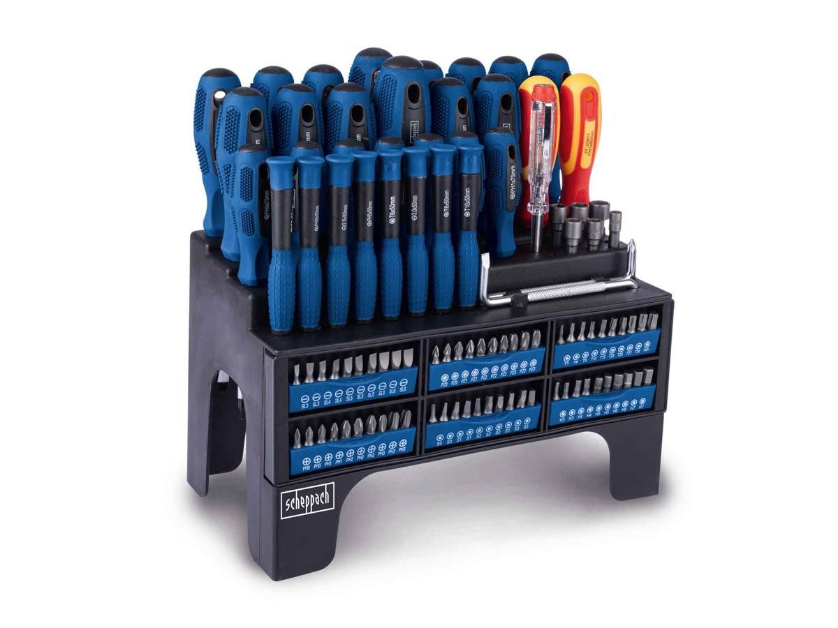 Scheppach Schraubendreher 100-teilig, (Set, Bit Set), mit magnetischer Spitze inkl. VDE Schraubenzieher