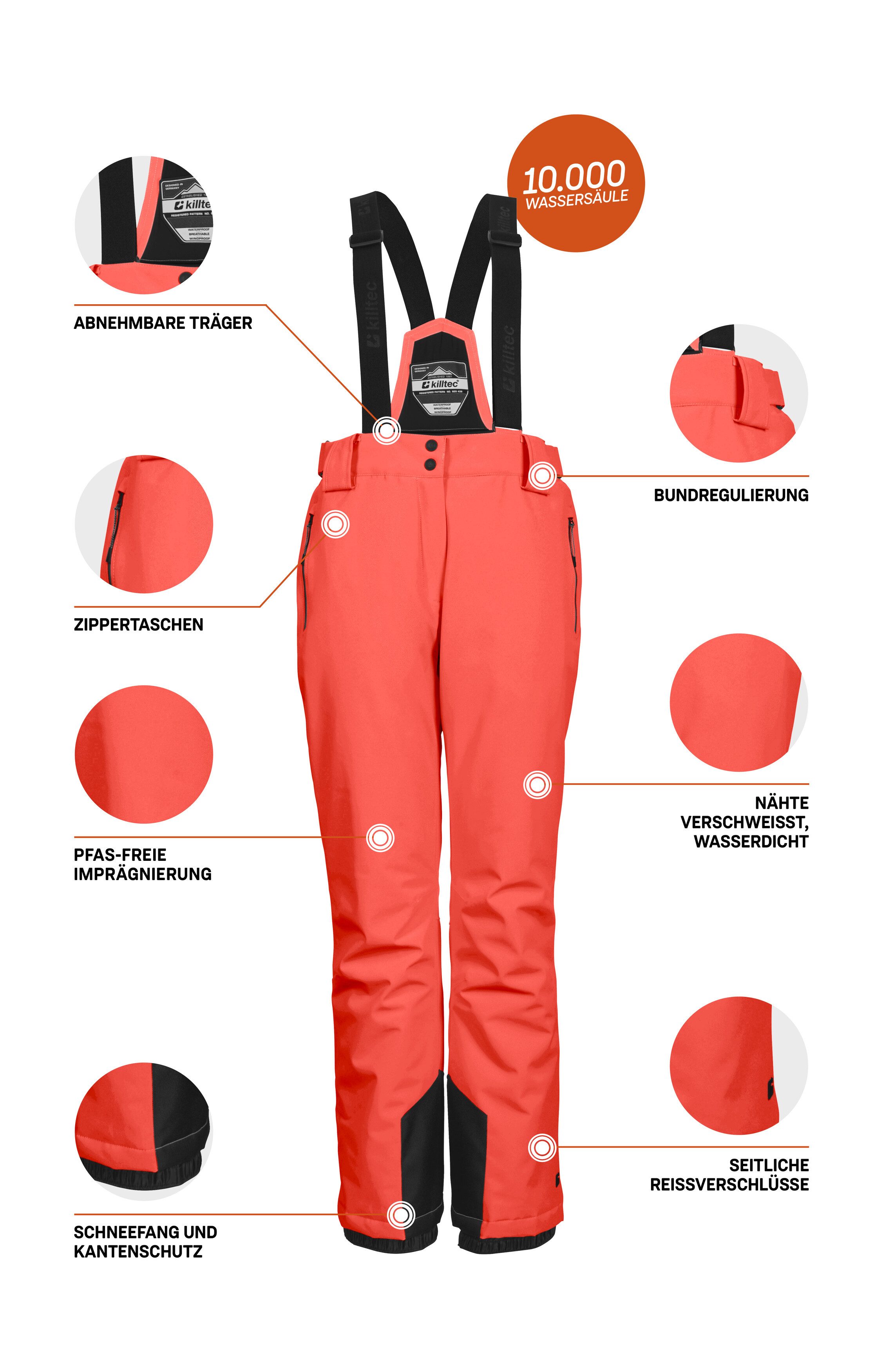 Killtec Skihose KSW 249 WMN SKI PNTS Wind- und wasserdicht, verstellbar, Teflon EcoElite™-Imprägnierung