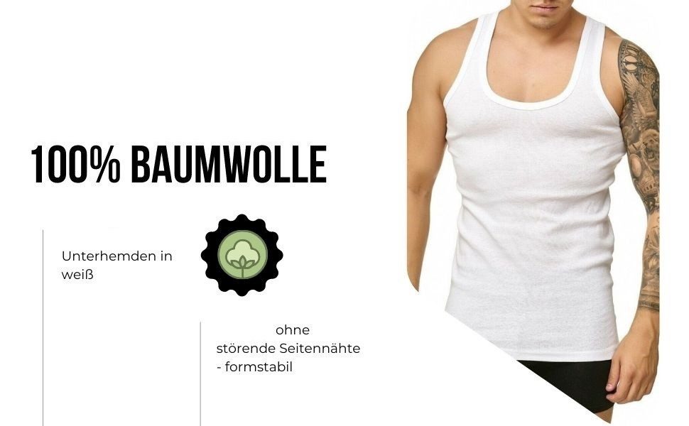 DDOnlineShop Unterhemd Herren 4er Pack Feinripp Weiß Tanktop Achselhemd 100% Baumwolle (Spar-Set, 4-St., 4er-Pack) Premium Feinripp-Qualität, reine Baumwolle – Bild 4 von 5