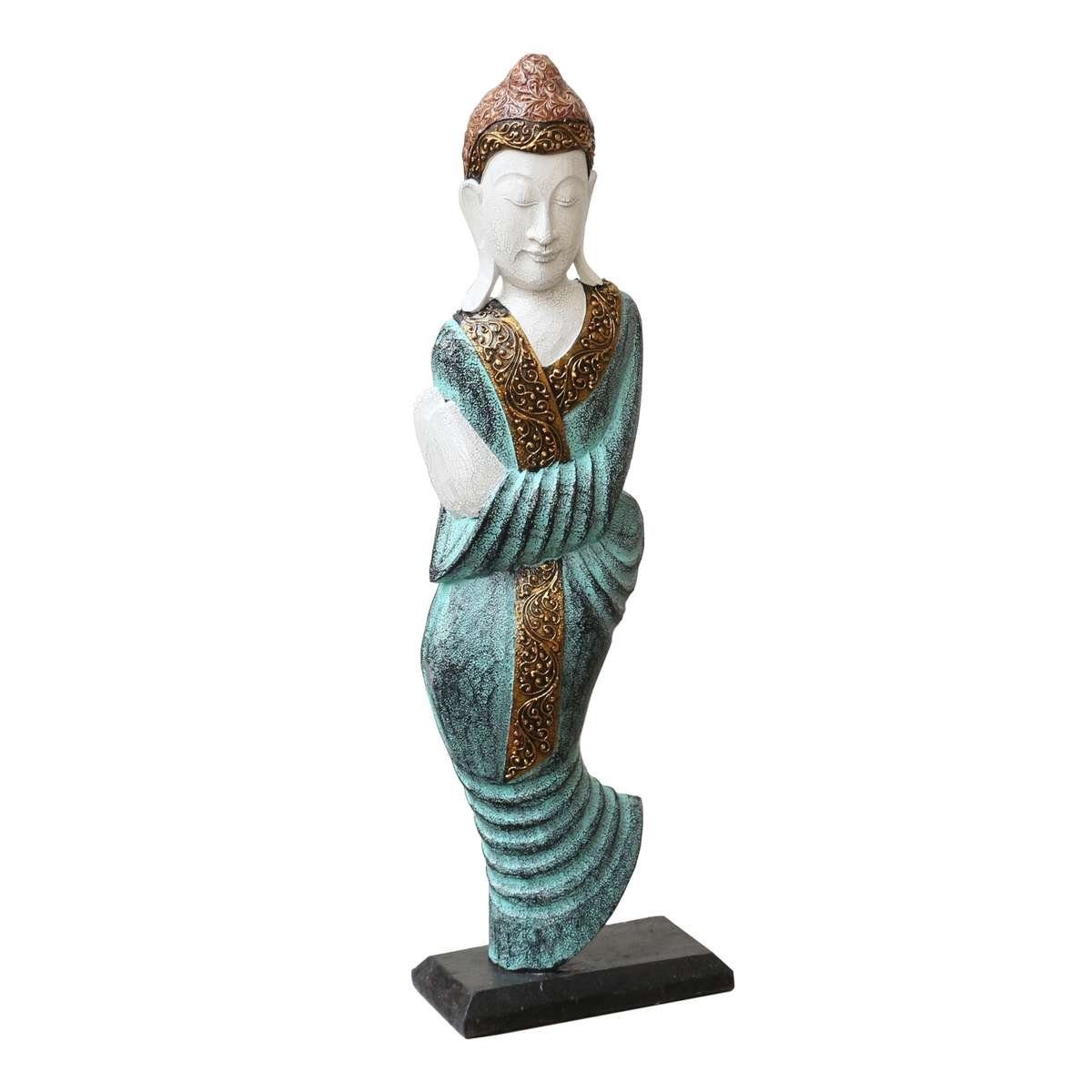 Handarbeit St), (1 Herstellung cm im Figur traditionelle Buddha Sockel auf Dekofigur Ursprungsland in 83 Galerie Oriental