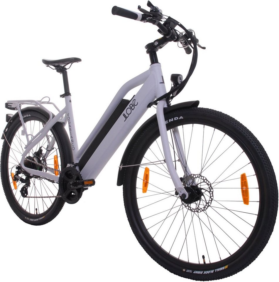 Thumbnail - LLobe E-Bike Trekkingrad Voga Bianco, 21 Gang Shimano, Kettenschaltung, Heckmotor, 499,2 Wh, Pedelec, Elektrofahrrad für...