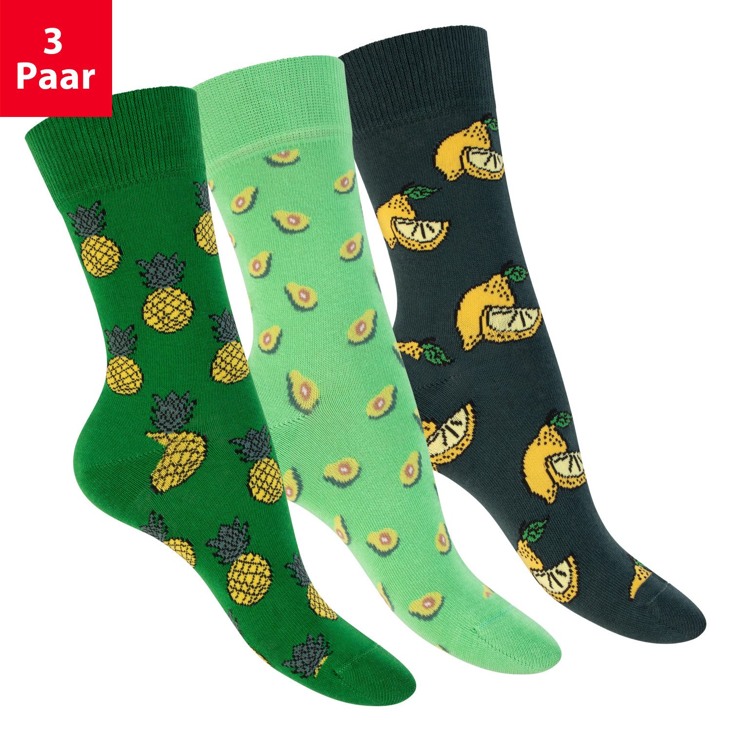 Footstar Basicsocken Damen/Herren Bunte Motiv Socken Funny Baumwollsocken