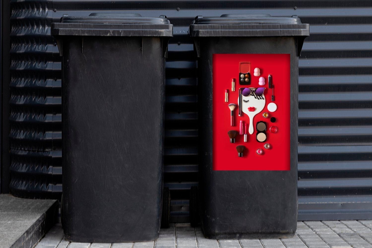 Abfalbehälter Wandsticker (1 Weiblicher Spiegel Make-up Mülleimer-aufkleber, von Container, Sticker, umgeben Mülltonne, MuchoWow St),