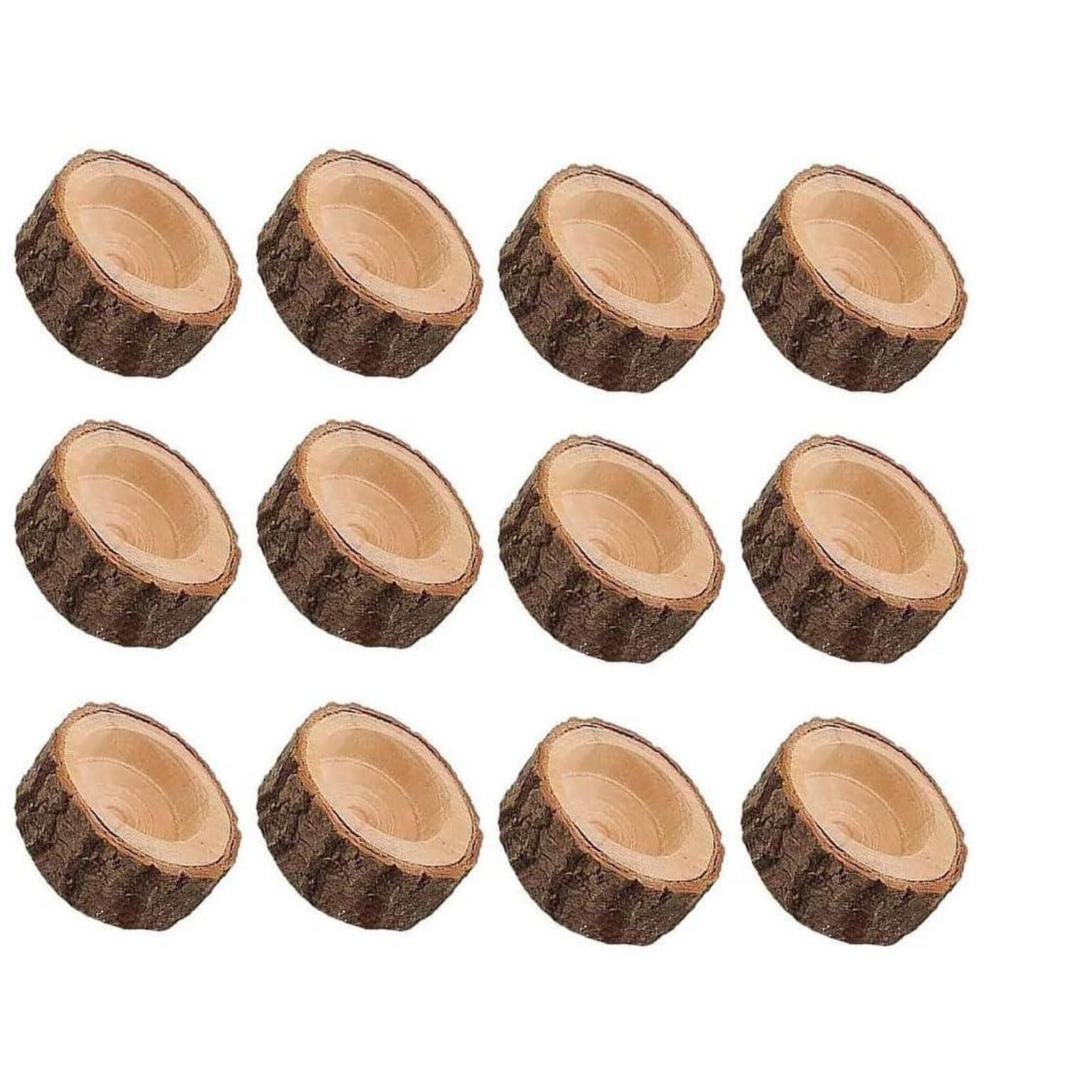 LuxusKollektion Teelichthalter Holz Teelichthalter 12er Set Baumstamm Natur (12 St)