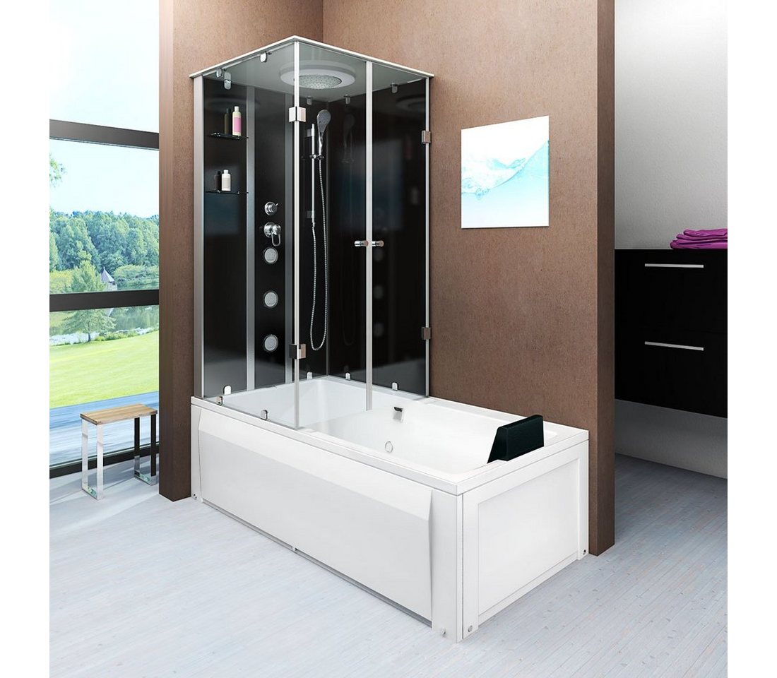 Thumbnail - AcquaVapore Grossraumdusche Dusche Wanne Kombination K05-R30 90x180, Sicherheitsglas ESG, inklusive Duschwanne, Rutschsi...