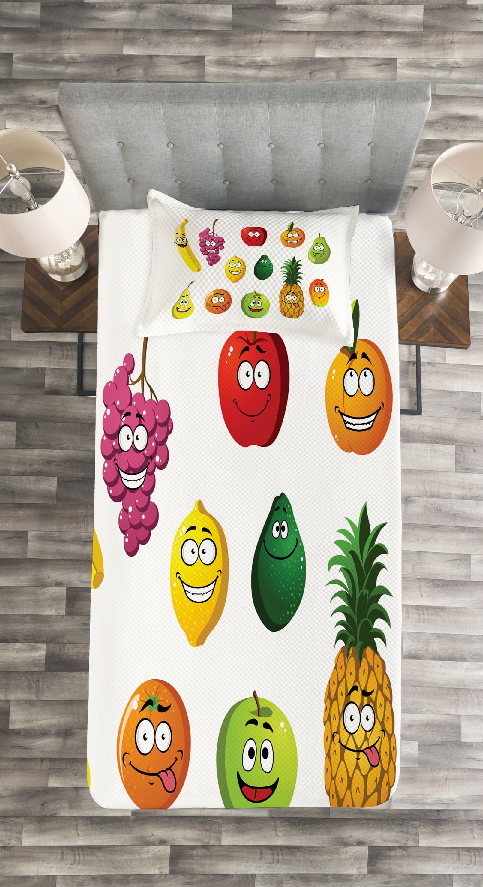 Banana Tagesdecke Birne, Kissenbezügen Obst Waschbar, Traube, mit Abakuhaus, Set Avocado