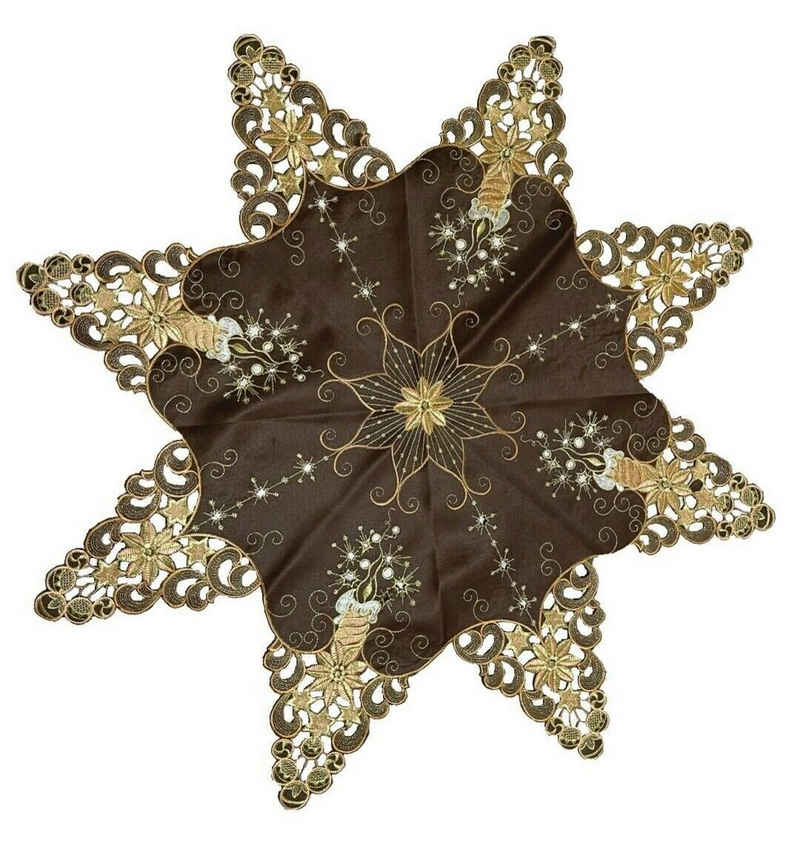 Westernlifestyle Mitteldecke Weihnachtsdecke Stern braun gold 85 cm
