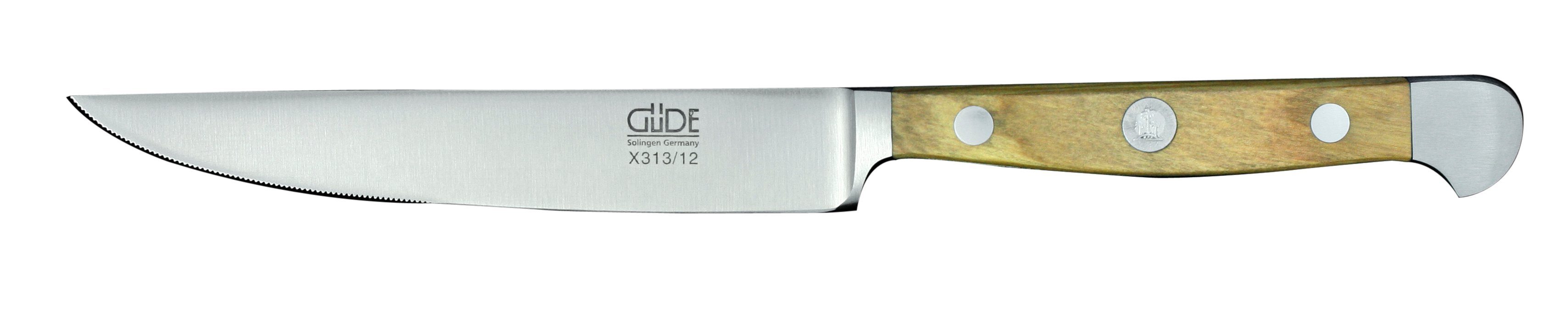 - Steakmesser - Olivenholz Messer Alpha Solingen Güde Griffschalen Olive Steakmesser cm CVM-Messerstahl 12
