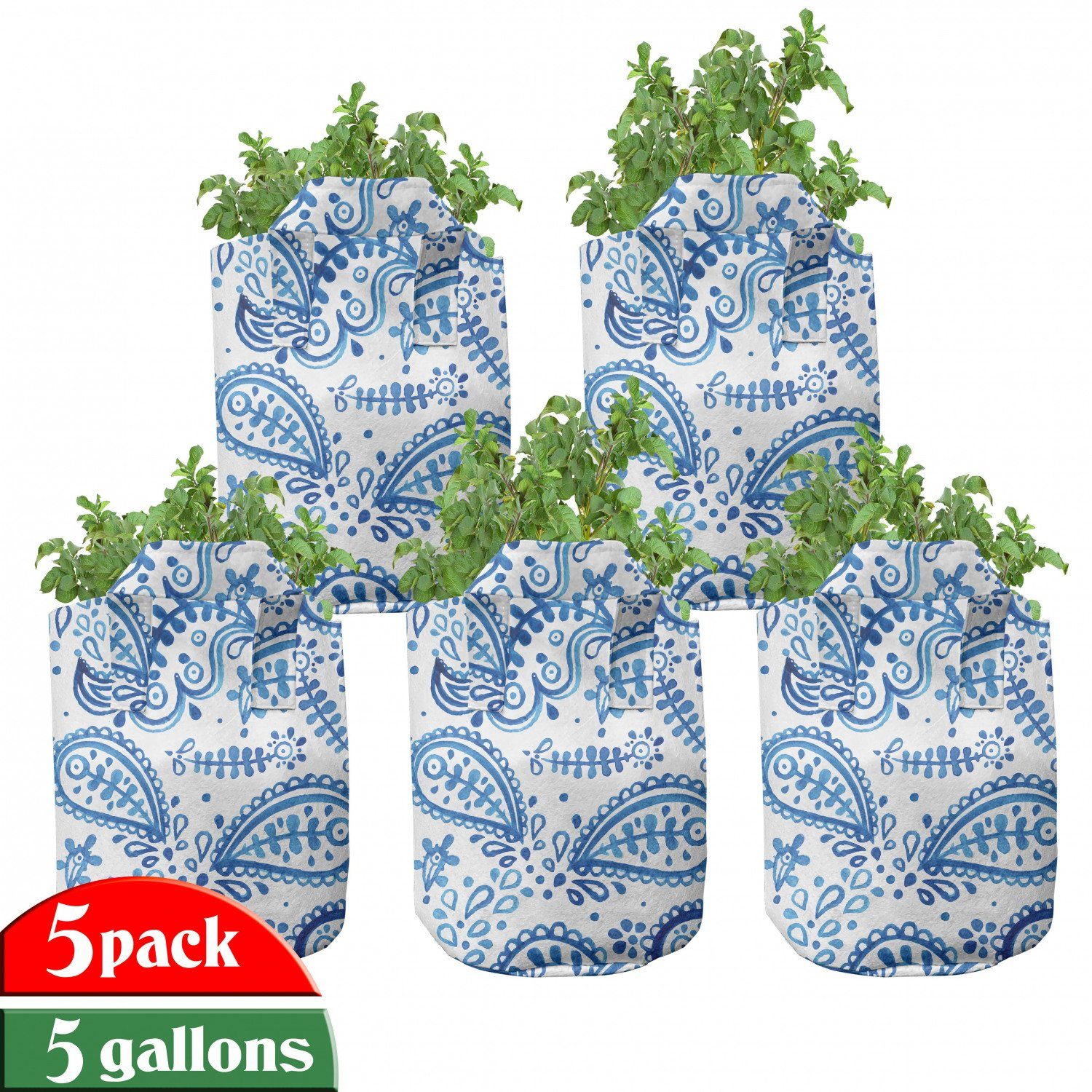 Abakuhaus Pflanzkübel hochleistungsfähig Stofftöpfe mit Ikat Pflanzen, für Stil Aquarell Griffen Paisley