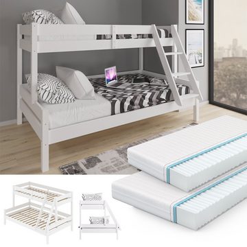 VitaliSpa® Kinderbett Etagenbett Hochbett EVEREST Weiß 2 Matratzen