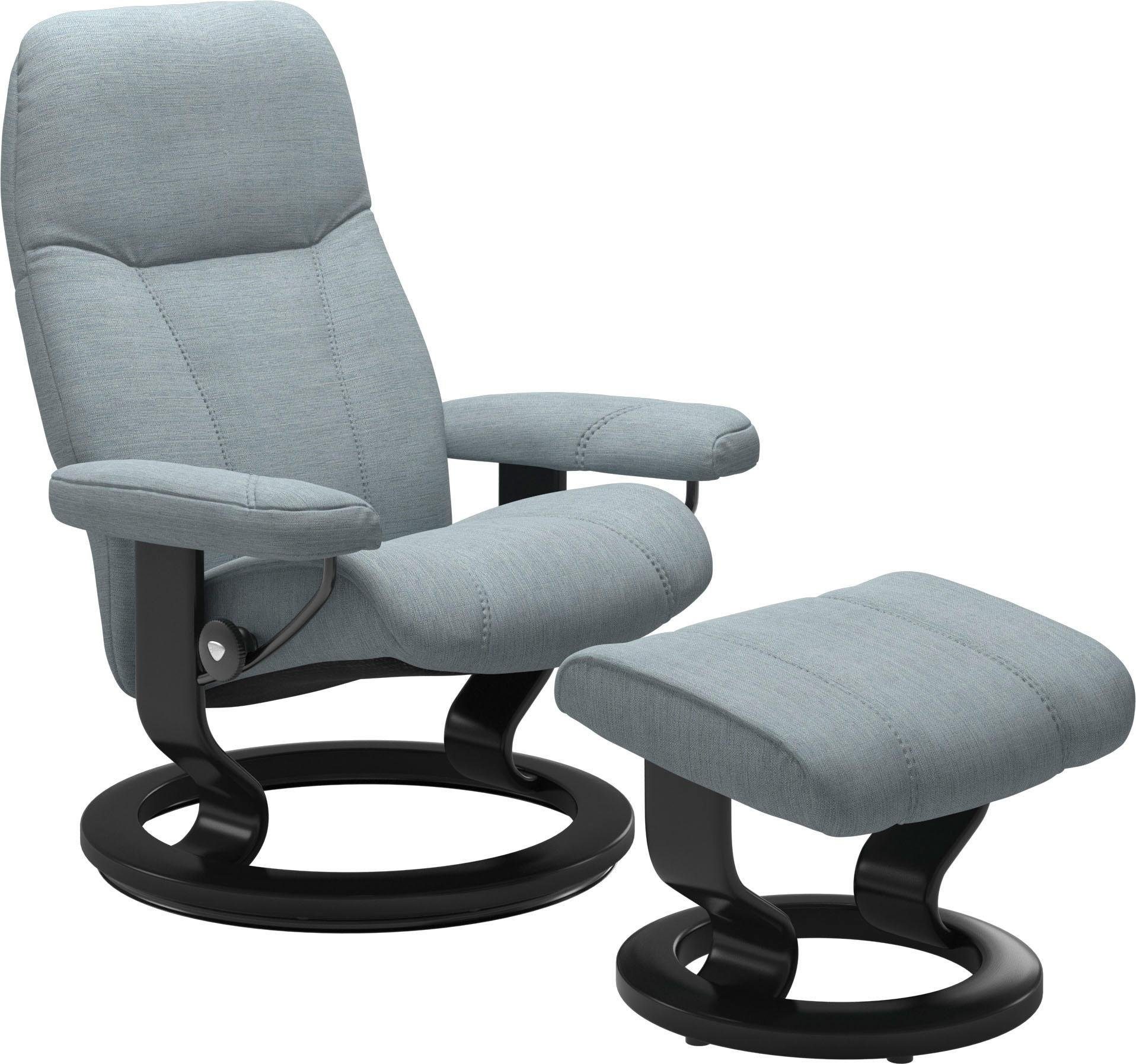 Stressless® Relaxsessel Consul (Set, Hocker), Hocker, Relaxsessel M, Gestell Base, Größe mit mit Schwarz mit Classic