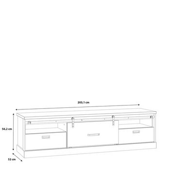 freiraum TV-Board Kaszimiro, in braun,schwarz - 203,1x56,2x52cm (BxHxT)