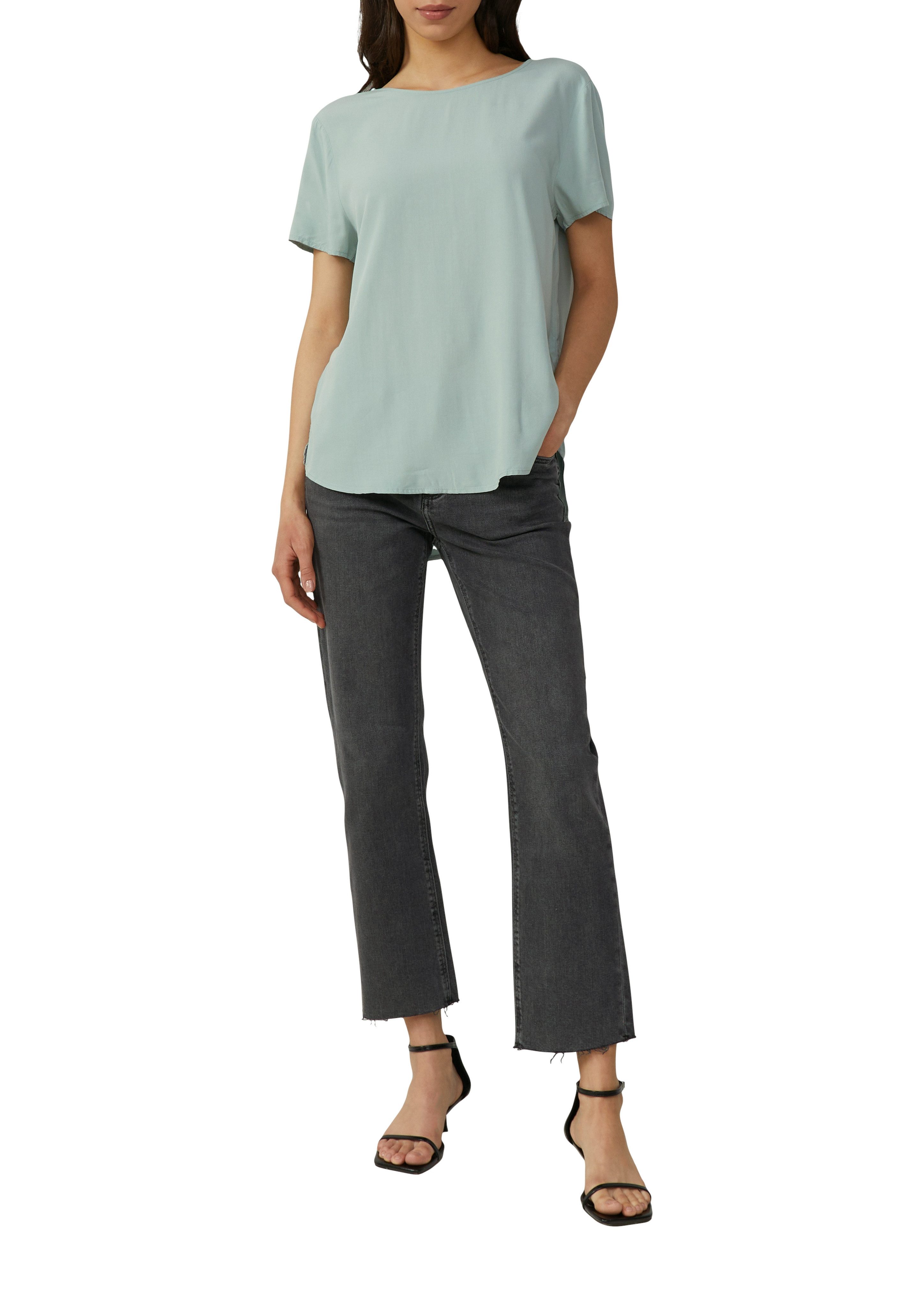 QS Kurzarmbluse mit All-Over Print günstig online kaufen