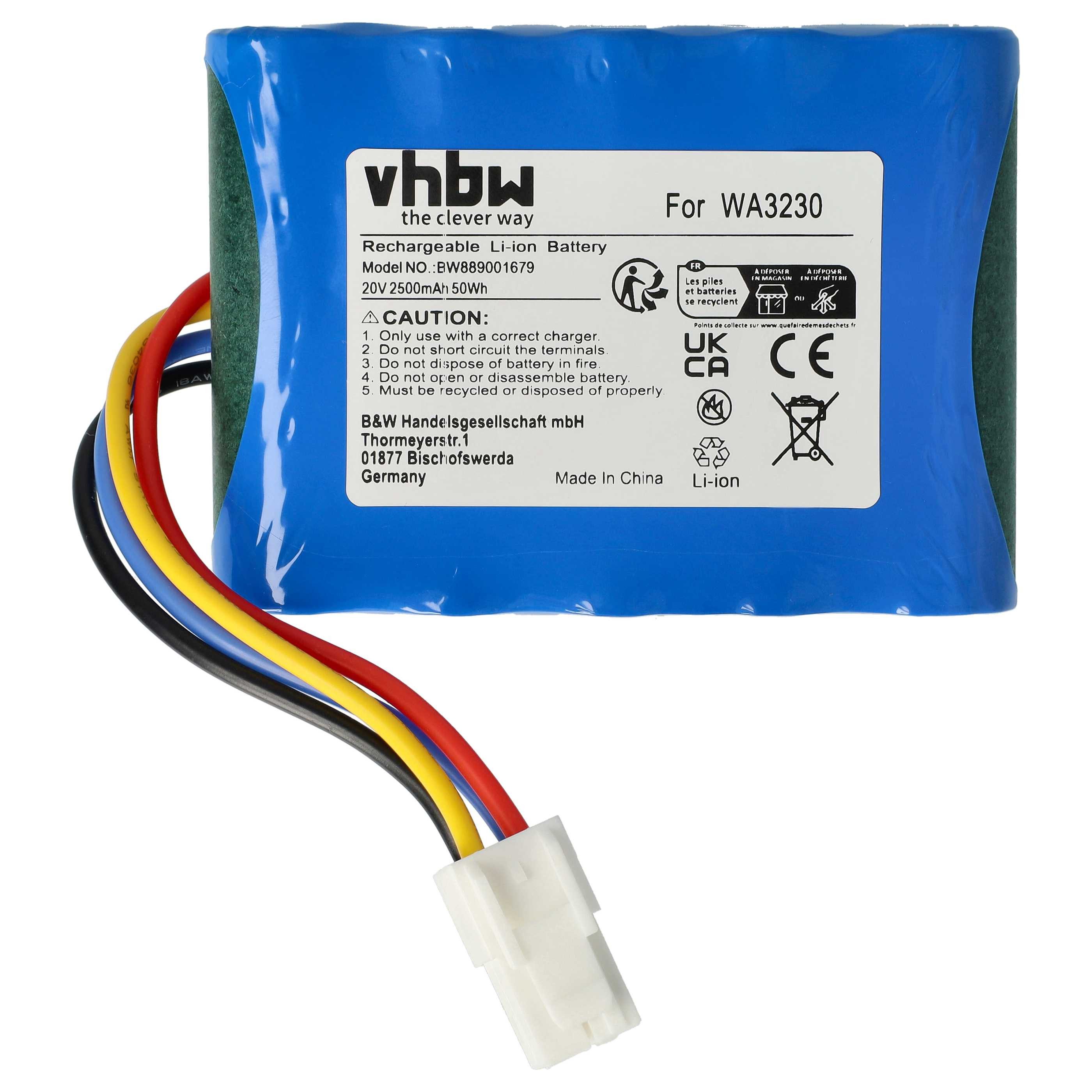 vhbw Akku Ersatz für Worx 50032774, 50032492, WA3231, WA3230 für Rasenmäher Akku Akku Li-Ion 2500 mAh (20 V, 1 St), Leistungsfähiger Austausch-Akku für Rasenmäher, Wiederaufladbar