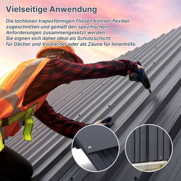 Mondeer Wellplatte Dachplatten(14-tlg), (Metall Trapezblech, 14-St), Wellblechplatten für Dach, 7m², 110*46cm, Dunkelgrau