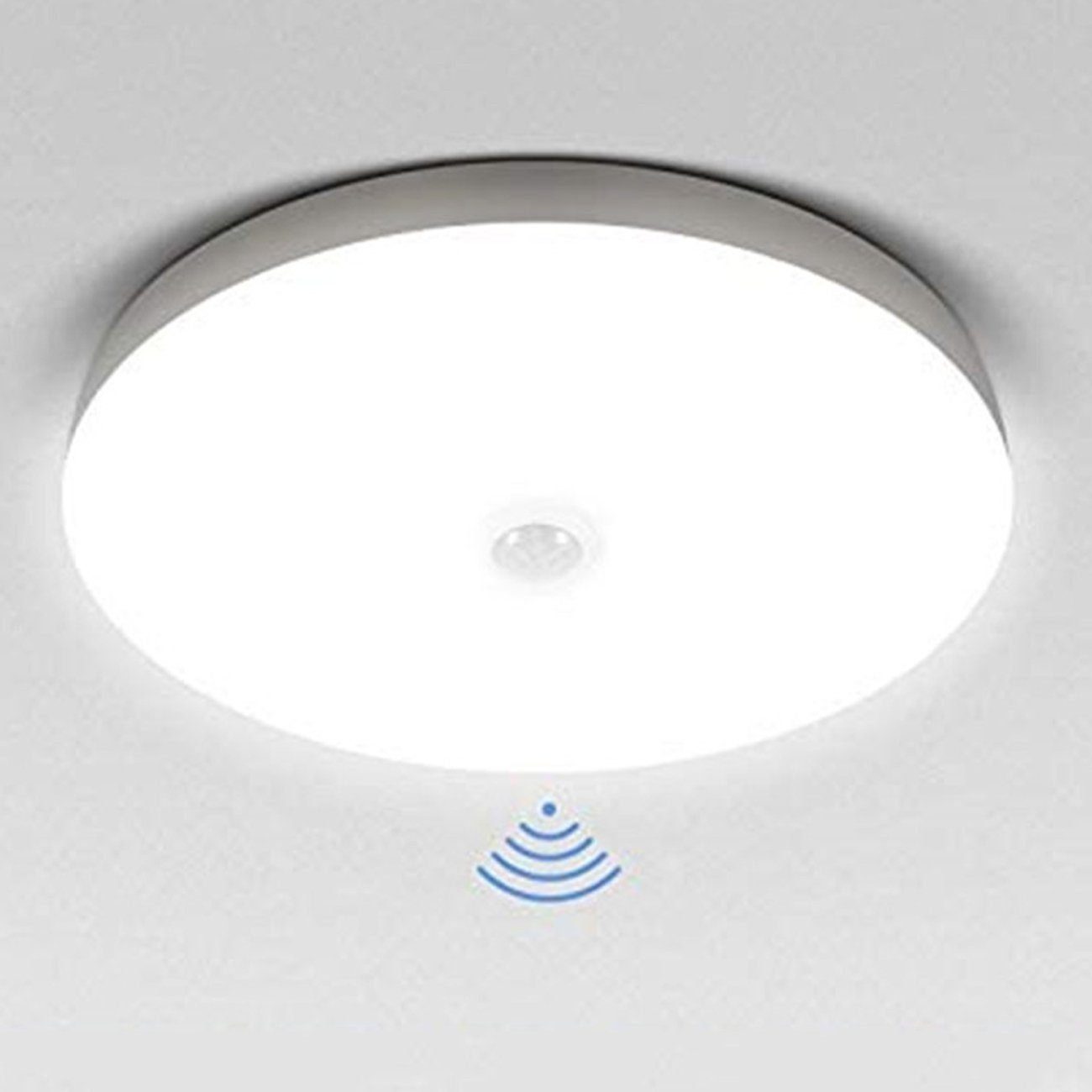 WILGOON Deckenleuchte LED Deckenleuchte mit Bewegungsmelder, 360° Sensor, rund Ø 22/30 cm, IP54 Wasserfest, LED fest integriert, Kaltweiß, 18W 1800LM, Deckenlampe 6500K für Balkon Flur Garage Treppe Gang