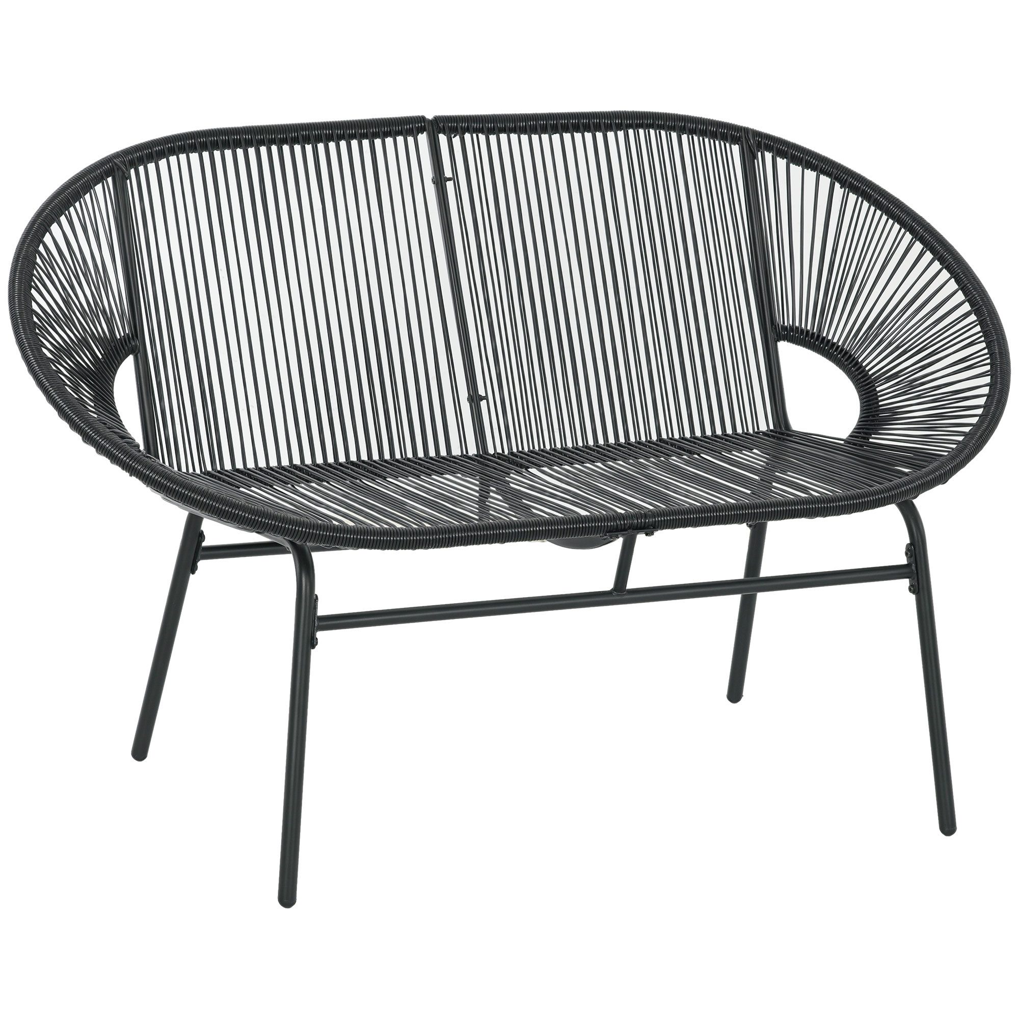 Outsunny Gartenbank Polyrattan Sitzbank 2-Sitzer Rattanbank bis 260 kg bela günstig online kaufen