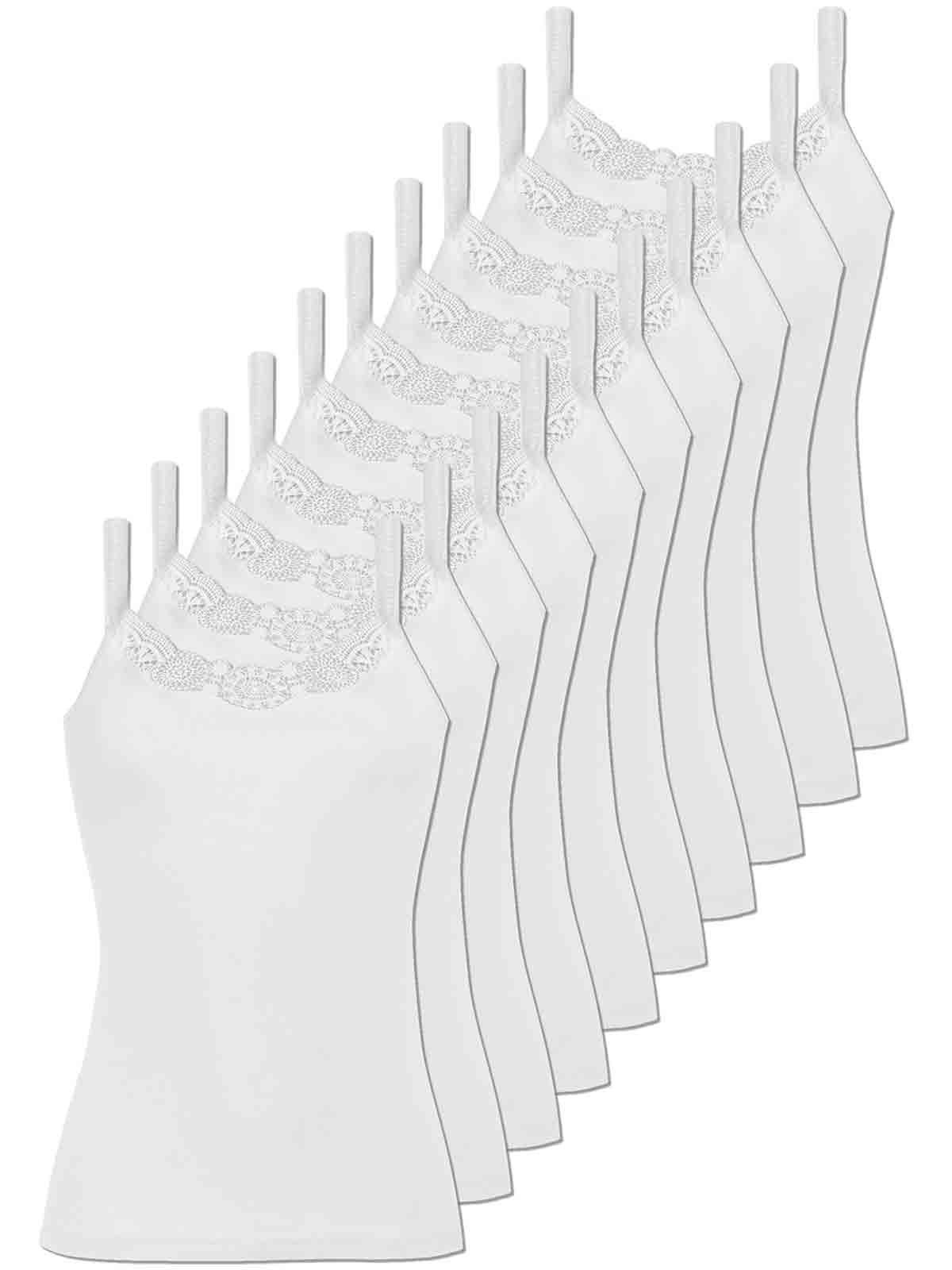 COMAZO Achselhemd - Damen 10-St) Achsel-Unterhemd weiss 10er (Packung, Pack