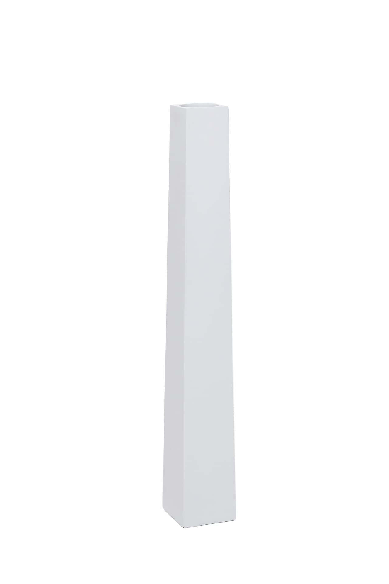 VIVANNO Bodenvase Bodenvase Standvase Fiberglas Weiß Matt OBELISK - 11x11x80 cm