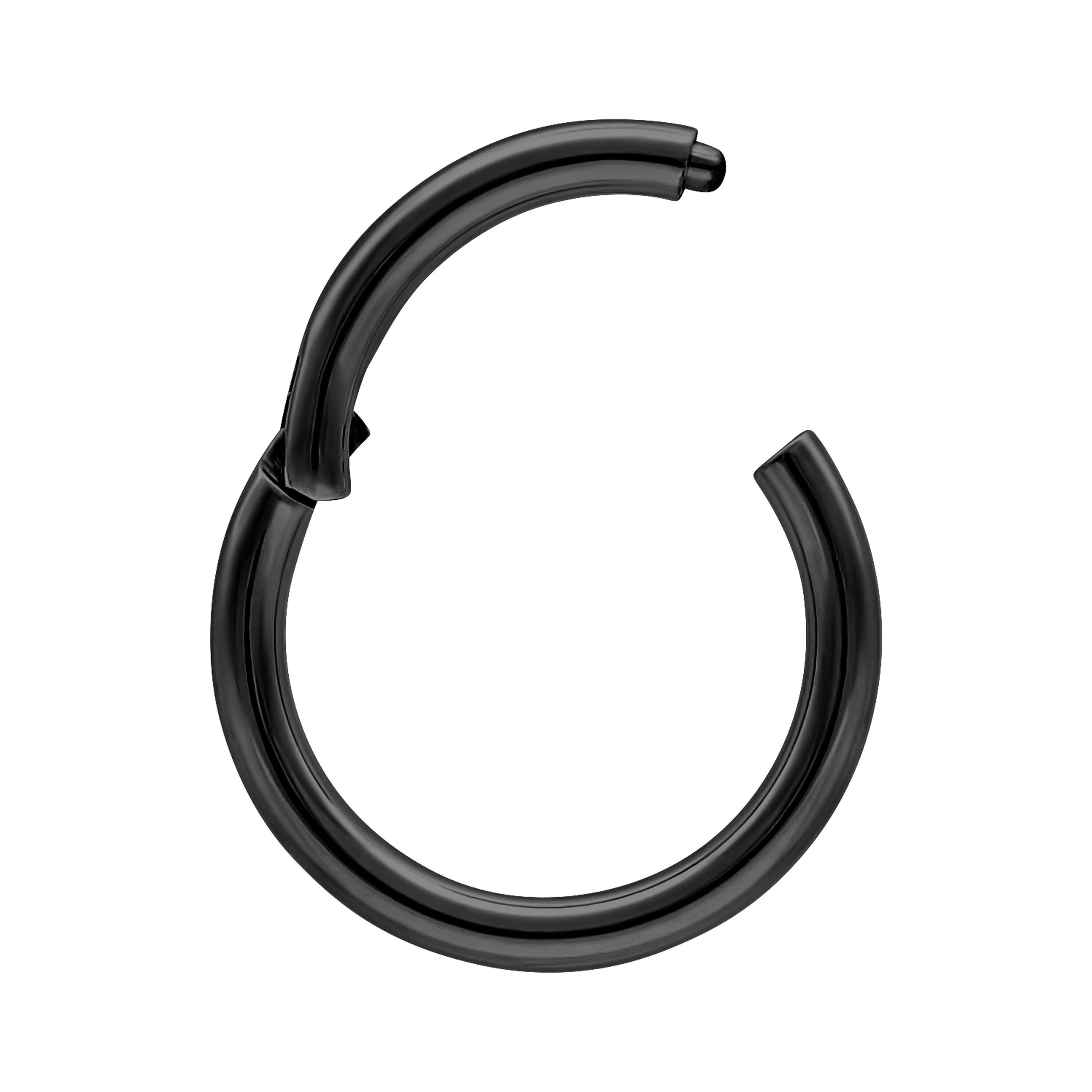 Wildcat Nasenpiercing Hinged Ring für Ohr, Nase, Lippe, Bauchnabel, 1 Stück, Titan Grad 23 - wasserfest, hautverträglich, Schwarz