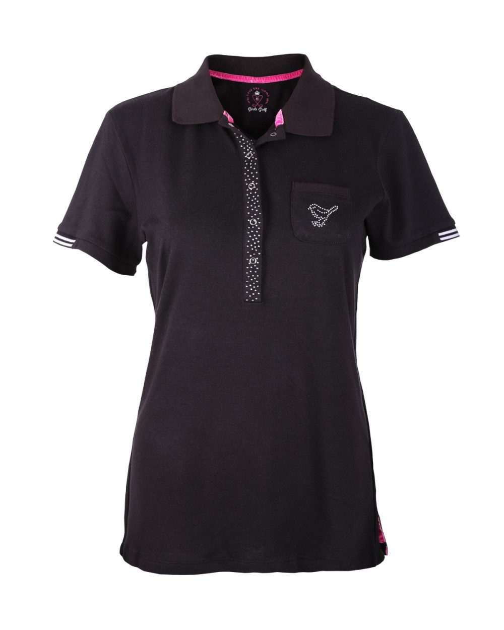 girls golf Poloshirt Girls Golf Polo Heart Shape Schwarz Damen