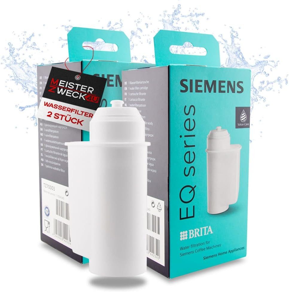 SIEMENS Reinigungskartusche 2 x TZ70003 Brita Wasserfilter Intenza, Zubehör für alle Siemens Kaffeevollautomaten der EQ Reihe: EQ.300, EQ.500, EQ.6, EQ.700, EQ.9 Plus und Einbauvollautomaten