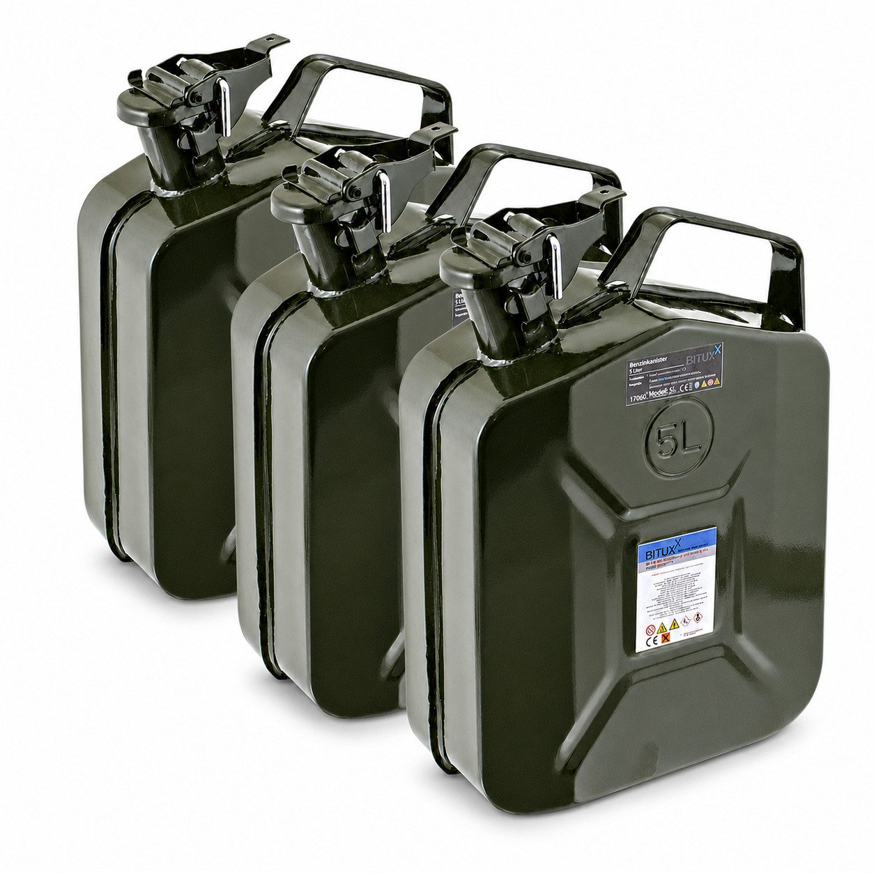 Bituxx Benzinkanister Metall 5 Liter 3 Stück (Spar-Set, 3 St., MS-17362)