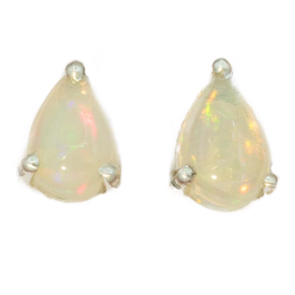 Paar Ohrstecker Ohrstecker mit echtem Edel Opal 6 x 4 mm Tropfenform, echter Edel Opal