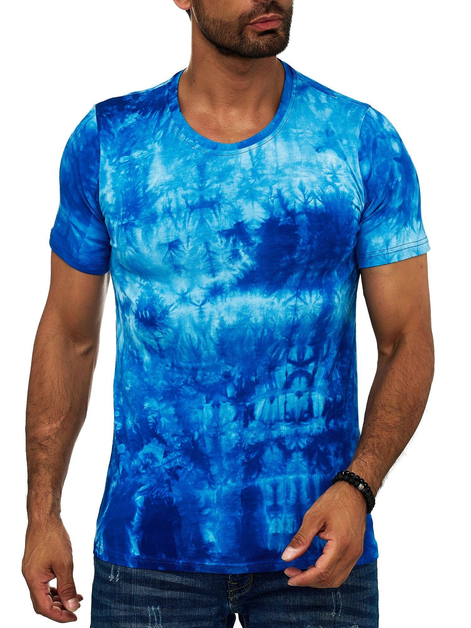 OneRedox T-Shirt TS-3685 (Shirt Polo Kurzarmshirt Tee, 1-tlg) Fitness Freizeit Casual Blau