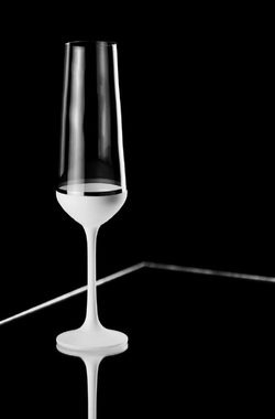Casa Padrino Champagnerglas Luxus Champagnerglas 6er Set Weiß / Silber Ø 6,5 x H. 26,5 cm - Handgefertigte und handbemalte Champagnergläser - Hotel & Restaurant Accessoires - Luxus Qualität