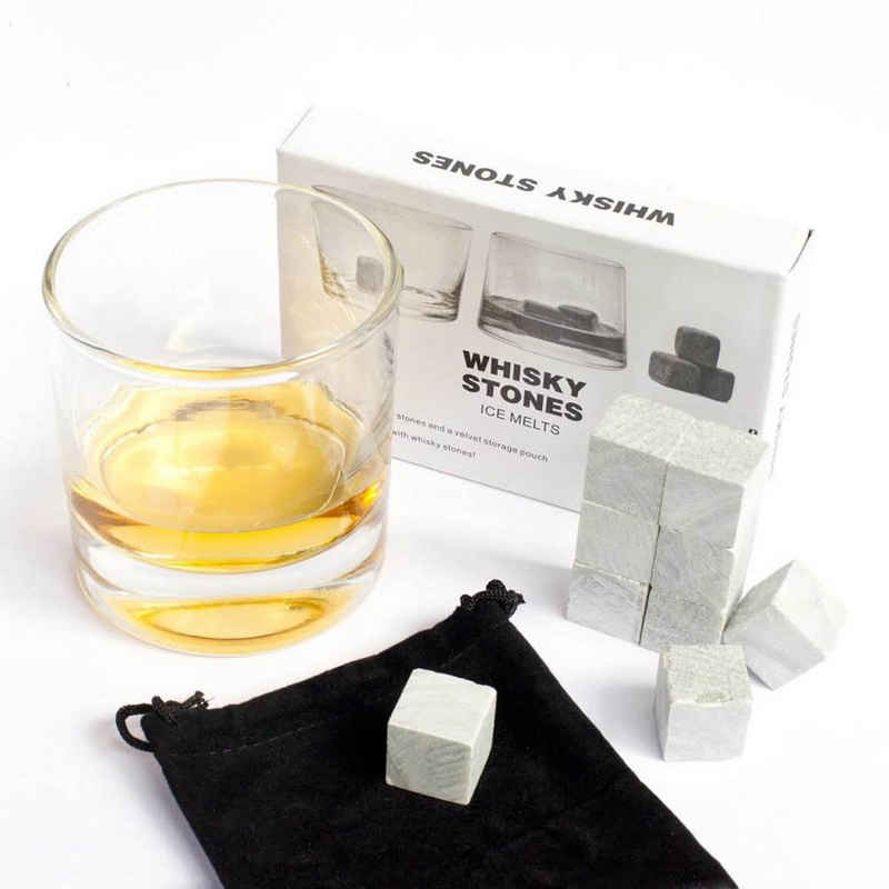 Goods+Gadgets Eiswürfel-Steine Whisky Steine aus Speckstein, 9er Set Kühlsteine