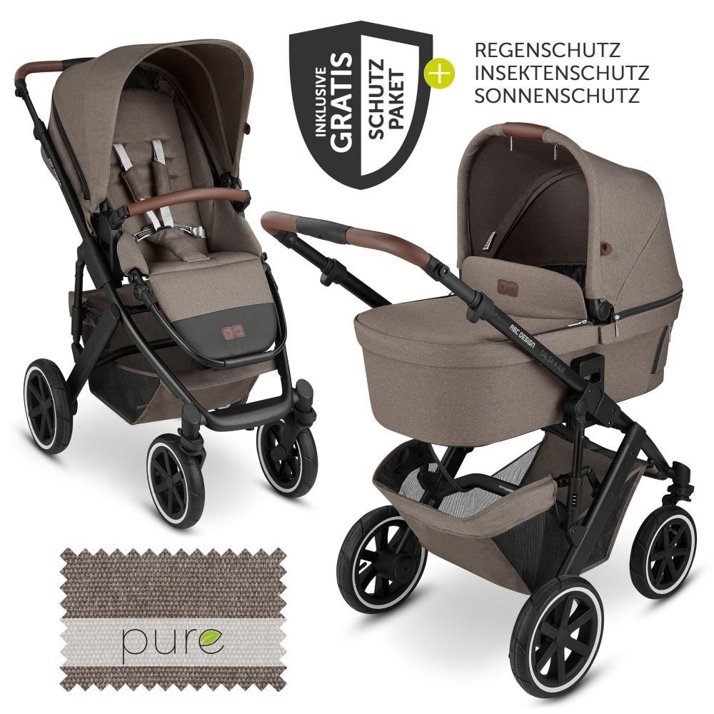 ABC Design Kombi-Kinderwagen Salsa 4 Air - Pure Edition - Nature, (7-tlg),  Kinderwagen Buggy mit Lufträdern, Babywanne, Sportsitz, Regenschutz