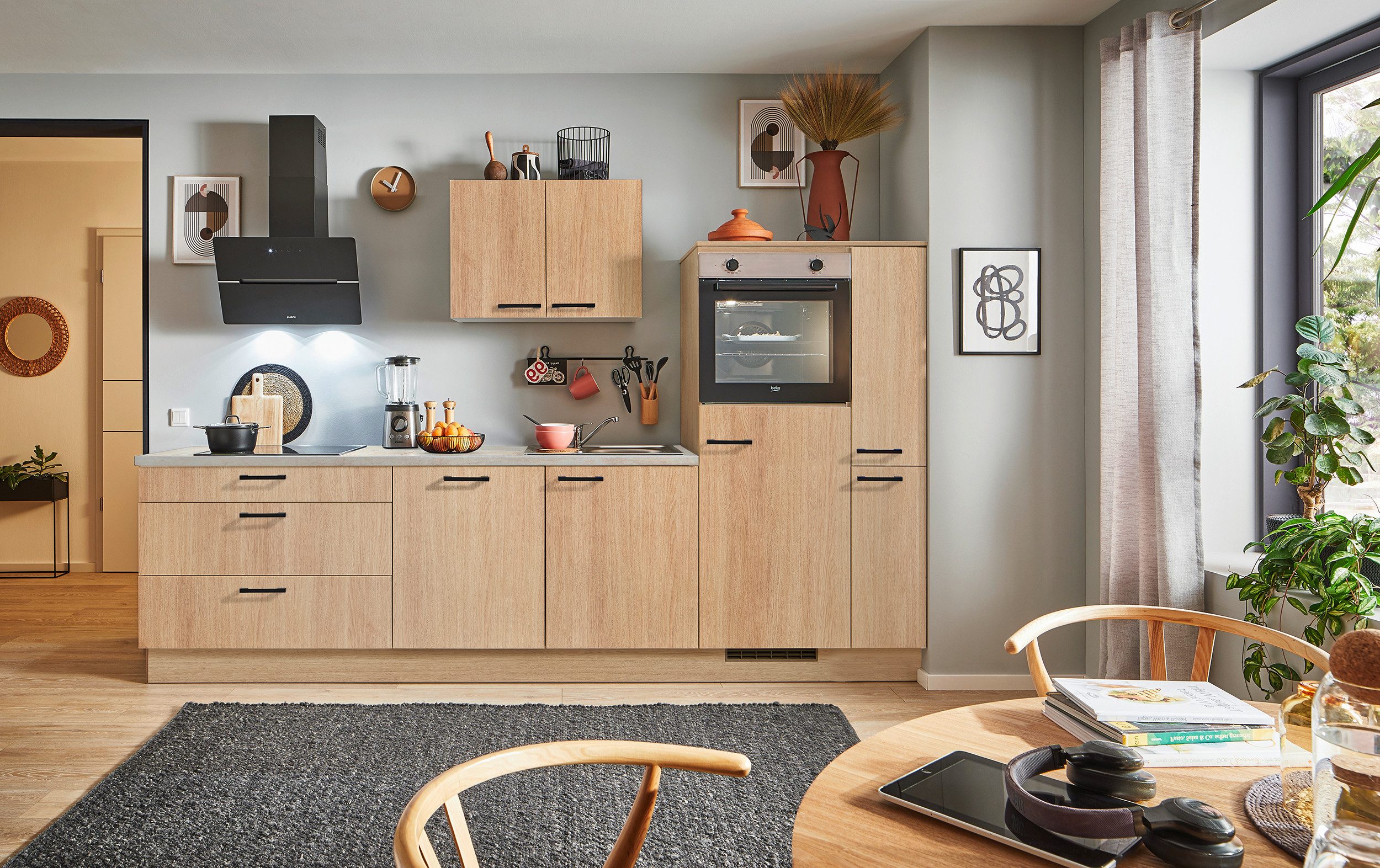 pino Küchenzeile Stockholm, individuell anpassbar, gratis Küchenplanung mit Profis, (Breite 290cm), vormontiert, wahlw. mit E-Geräten, Preis inkl. Lieferung