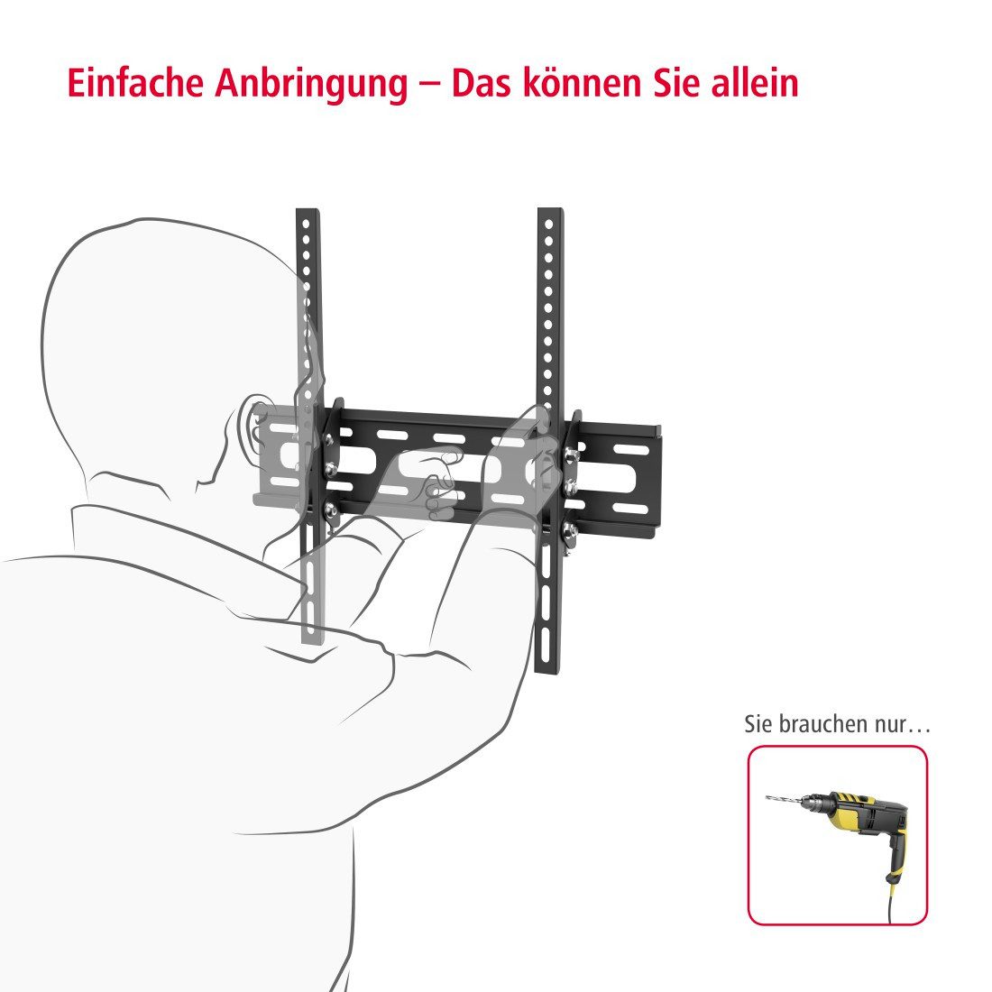 Hama TV-Wandhalterung Wandhalterung (neigbar, 32" - 75", VESA 400x400), (bis 75 Zoll) – Bild 2 von 5