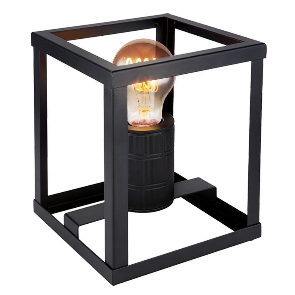 GLOBO LIGHTING LED Tischleuchte, Leuchtmittel inklusive, Warmweiß, Tischleuchte Beistelllampe Nachttischlampe schwarz Retro LED