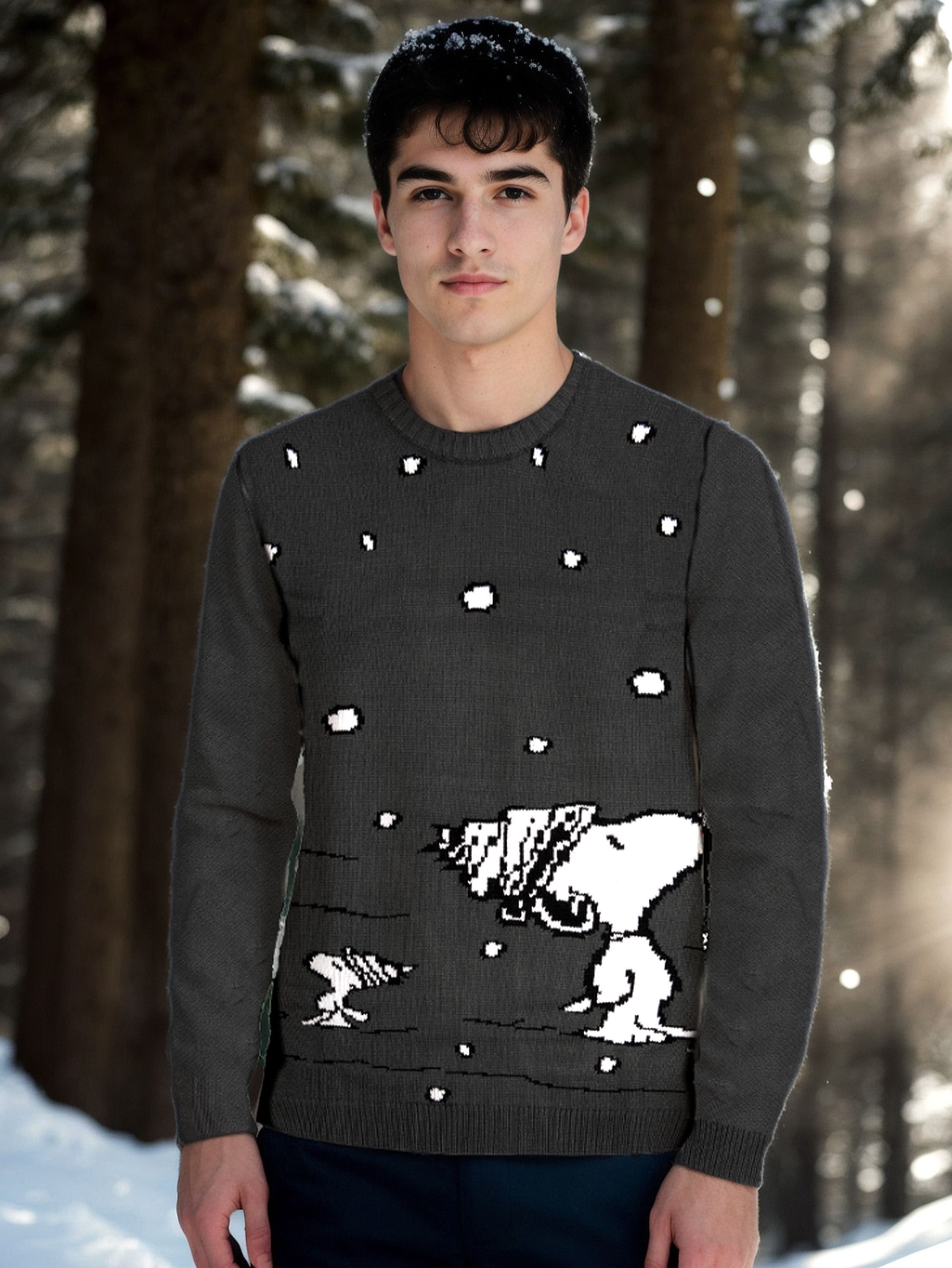 United Labels® Weihnachtspullover The Peanuts Winterpullover- Ugly Sweater Unisex Grau